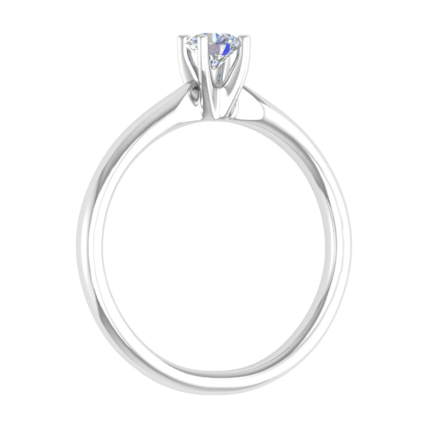 1/5 Carat 4-Prong Set Solitaire Diamond Engagement Ring Band in 14K White Gold (Ring Size 10.25)