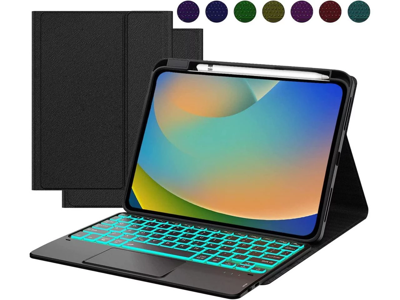 Backlit Touch Case with Keyboard for iPad 10th Generation 10.9 inch 2022 Multi-Touch Trackpad - Detachable Wireless Keyboard Cover with Pencil Holder