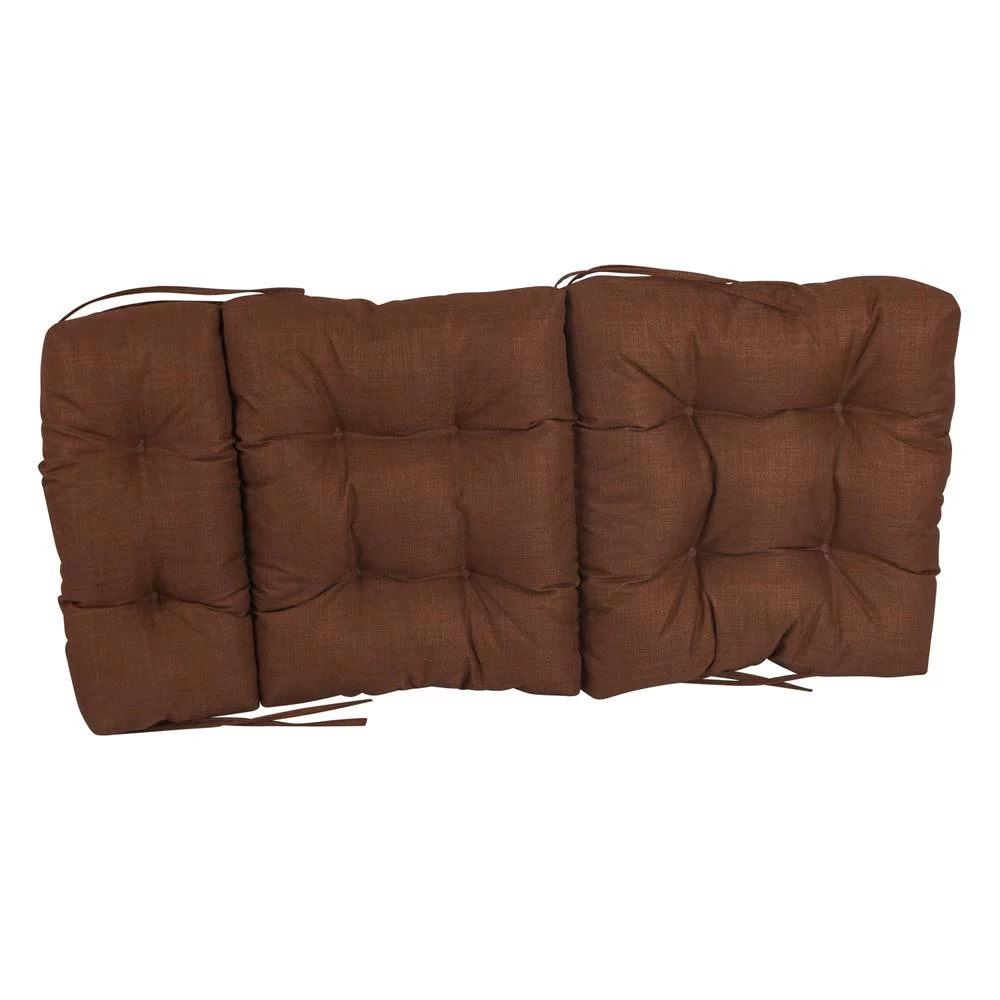 Blazing Needles  20 x 42 in. Spun Polyester Solid Outdoor Tufted Chair Cushion, Cocoa