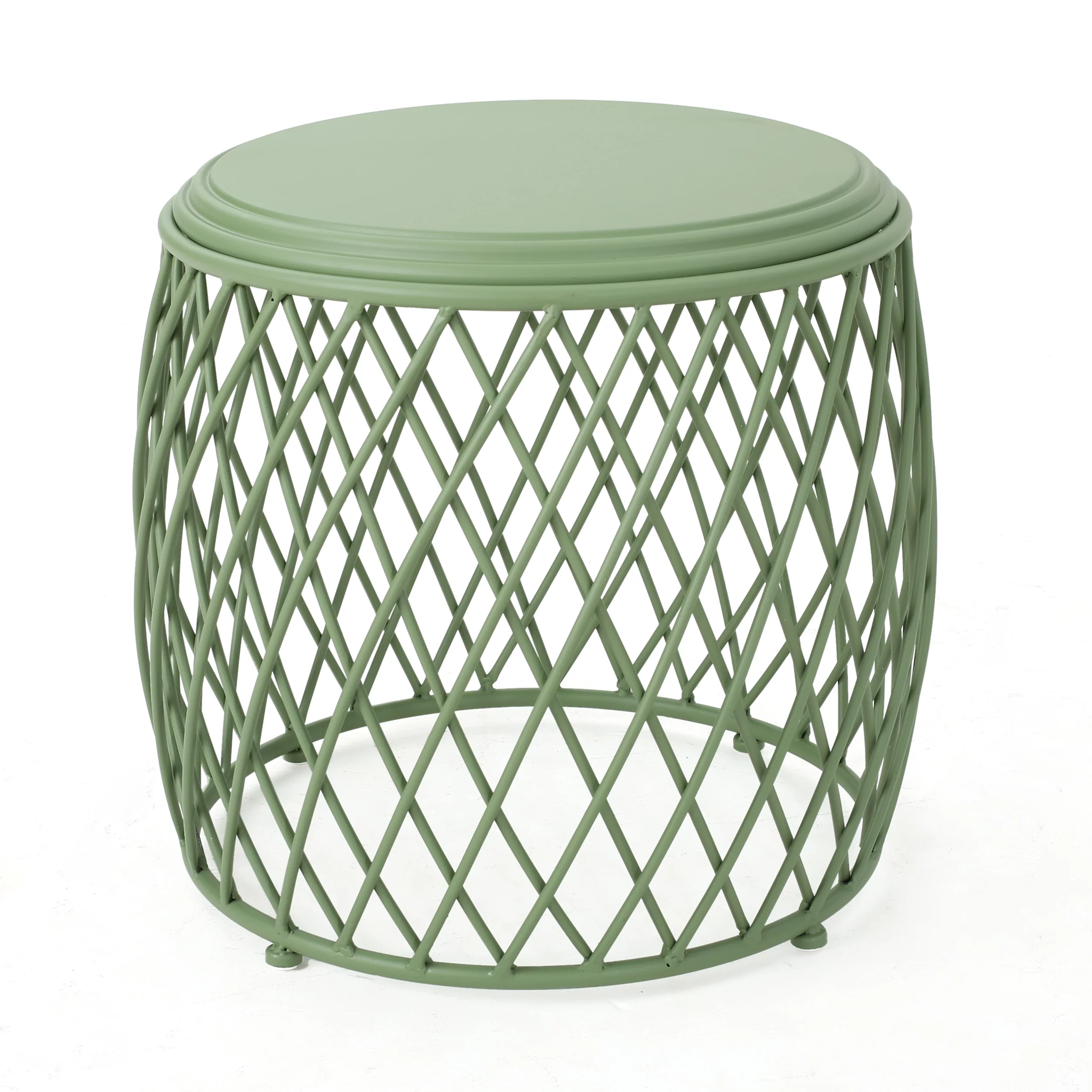 GDF Studio Brassel Indoor 19 inch Iron Round Side Table, Matte Green