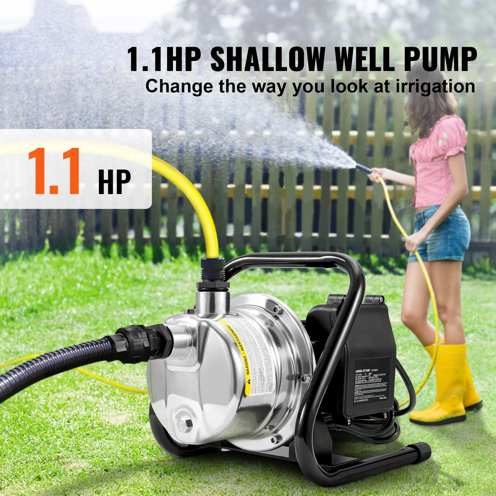 SKYSHALO 1.1HP 978 GPH 131 ft Head Shallow Well Pump Portable Garden Water Jet Pump