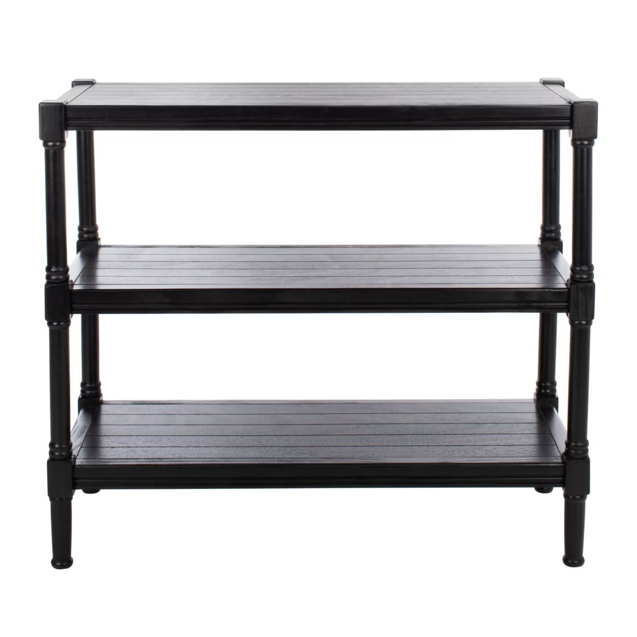 SAFAVIEH Rafiki Amish Black Wood Console Table with Shelf (33.8 in. W x 13.8 in. D x 29.5 in. H)