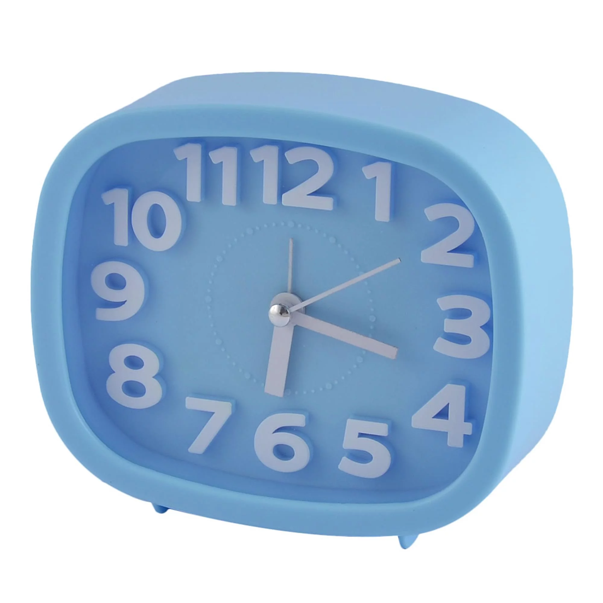 Plastic Oval Silent Battery Powered Arabic Number Alarm Clock Blue