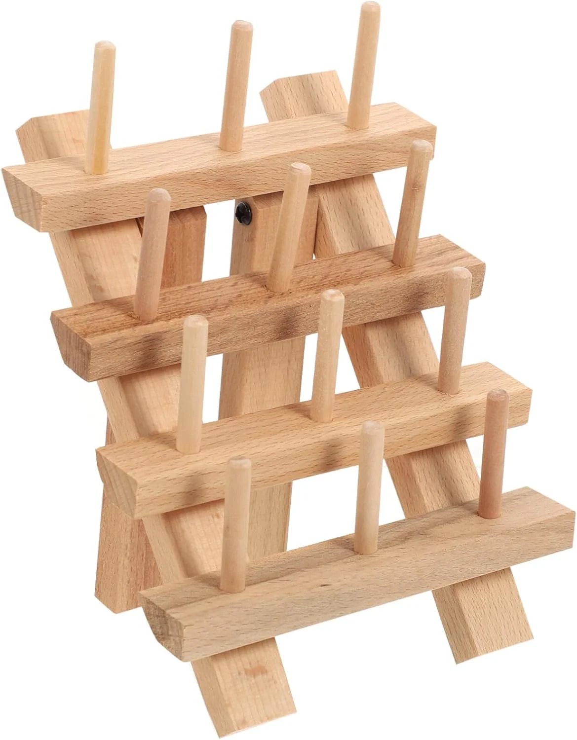 Thread Holder Stand Sewing Thread Rack Holder Thread Spool Organizer Hair Rack for Braiding Hair Foldable Thread Rack Yarn Bowl Holder Bobbin Rack Wooden Red Beech Bamboo