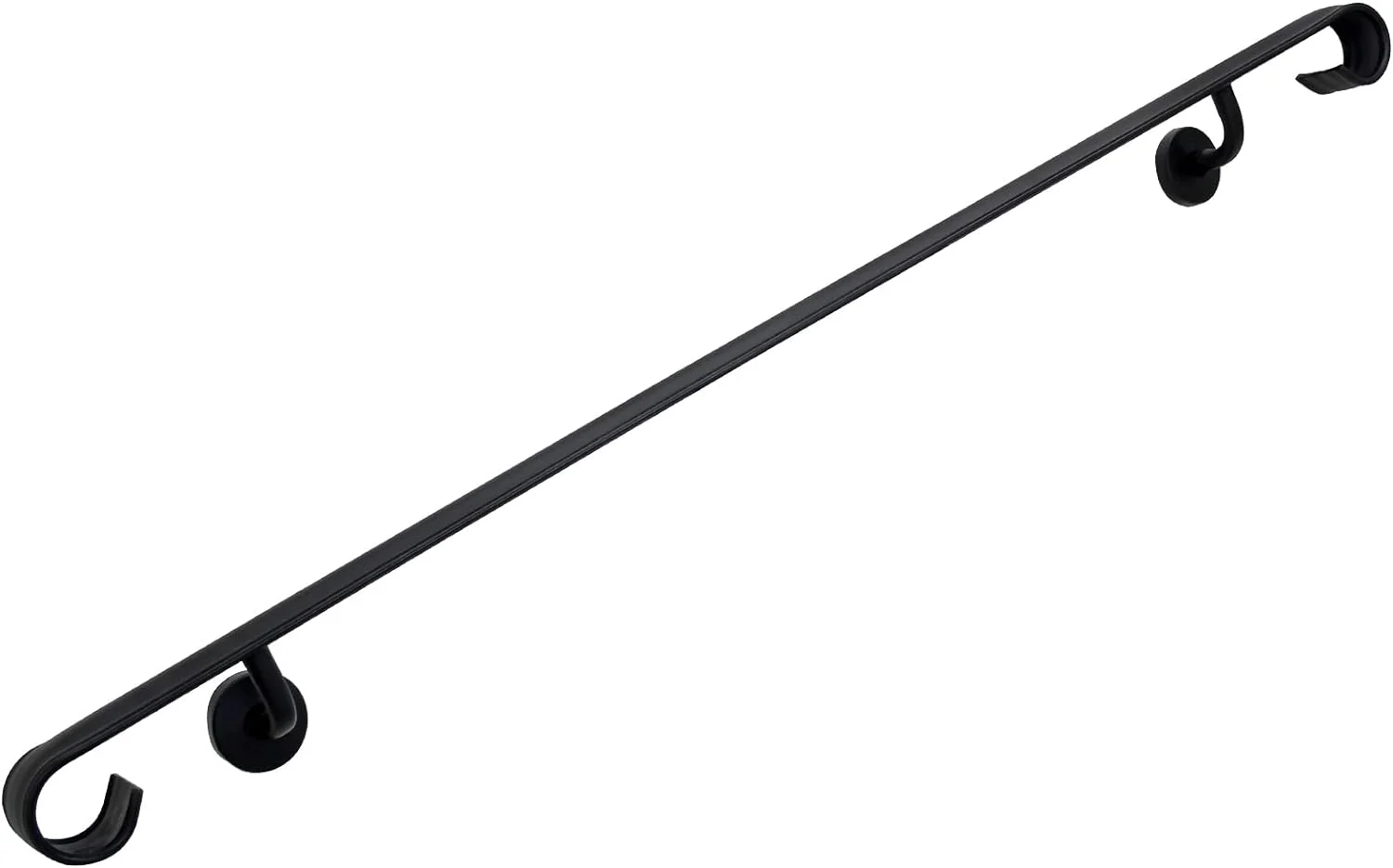 AUCHI Wall Handrail Wrought Iron, Stair Handrail Safety Non-Slip and Rust Resistant, Wall Mount Handrail Fits 4-5 Steps for Indoor or Outdoor Stairs