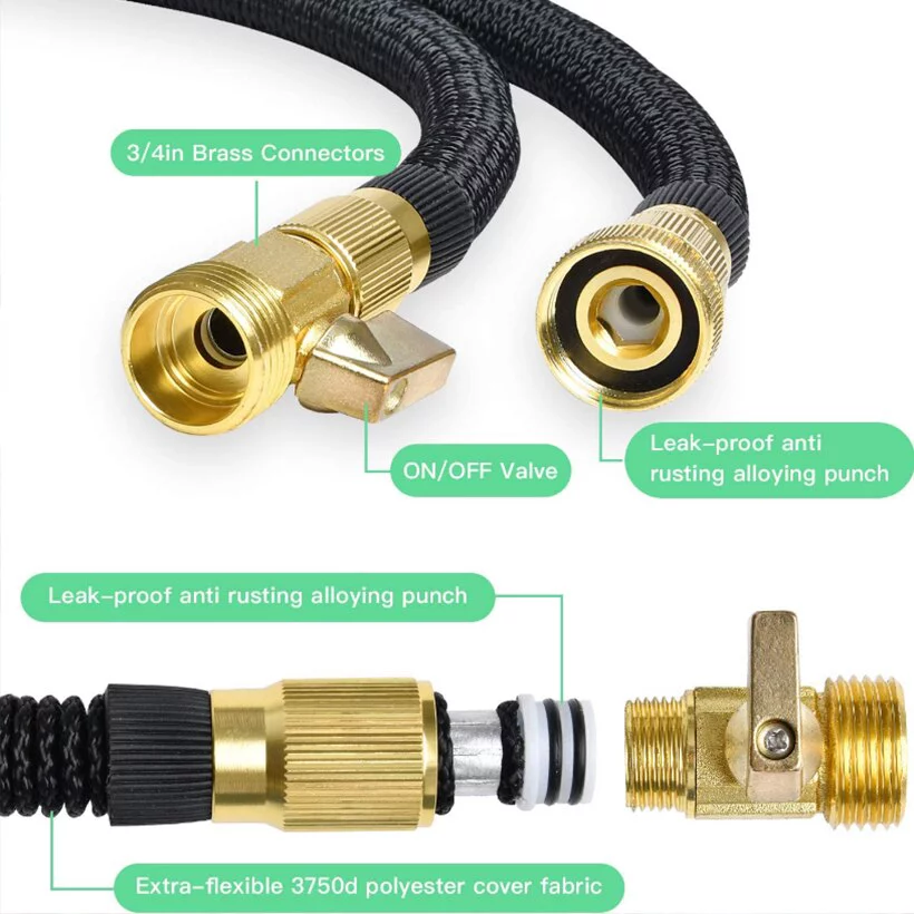100ft Garden Hose, Expandable Water Hose , Flexible Expanding Hose with 10 Function Water Spray Nozzle