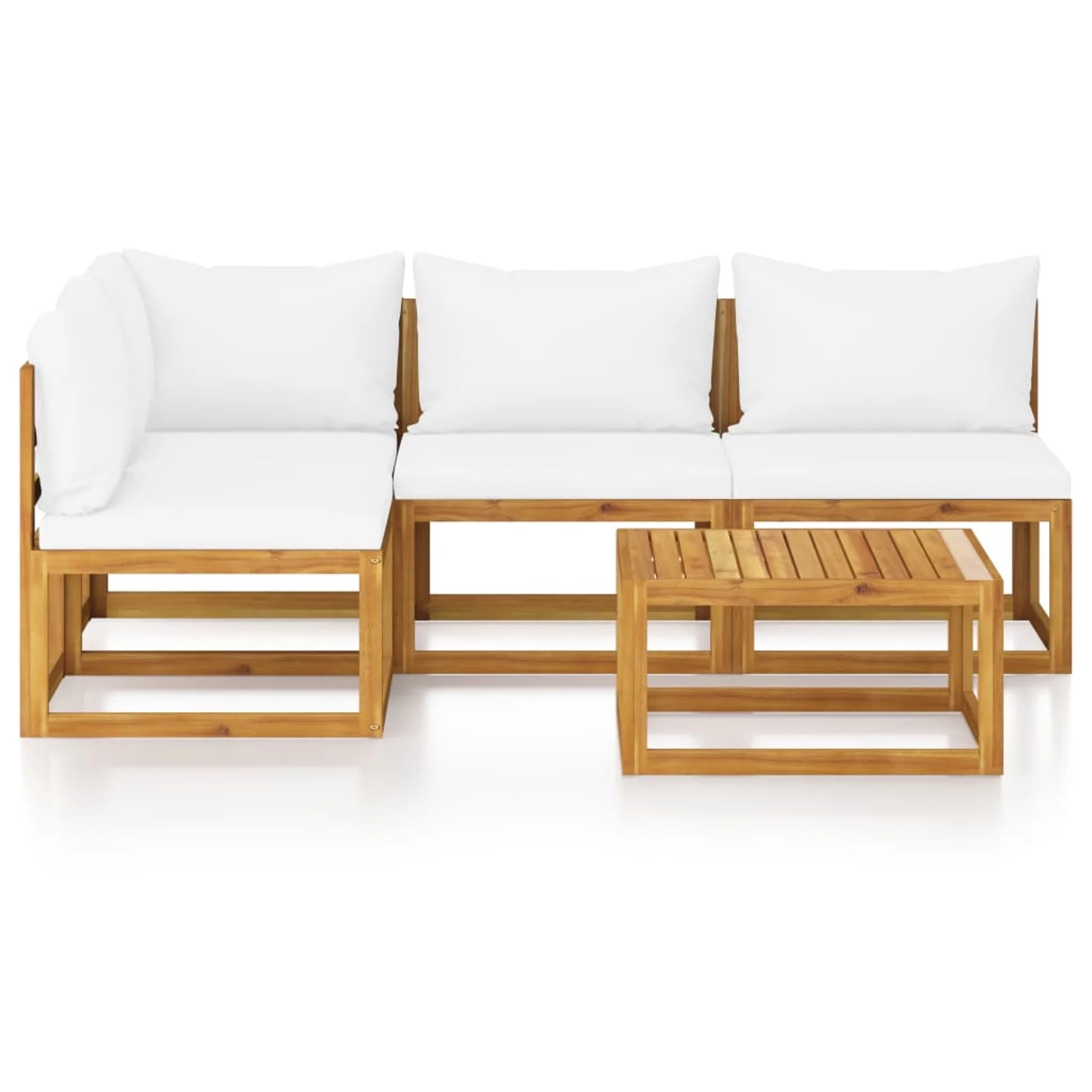 Walmeck 5 Piece Patio Set with Cushion Solid Acacia Wood
