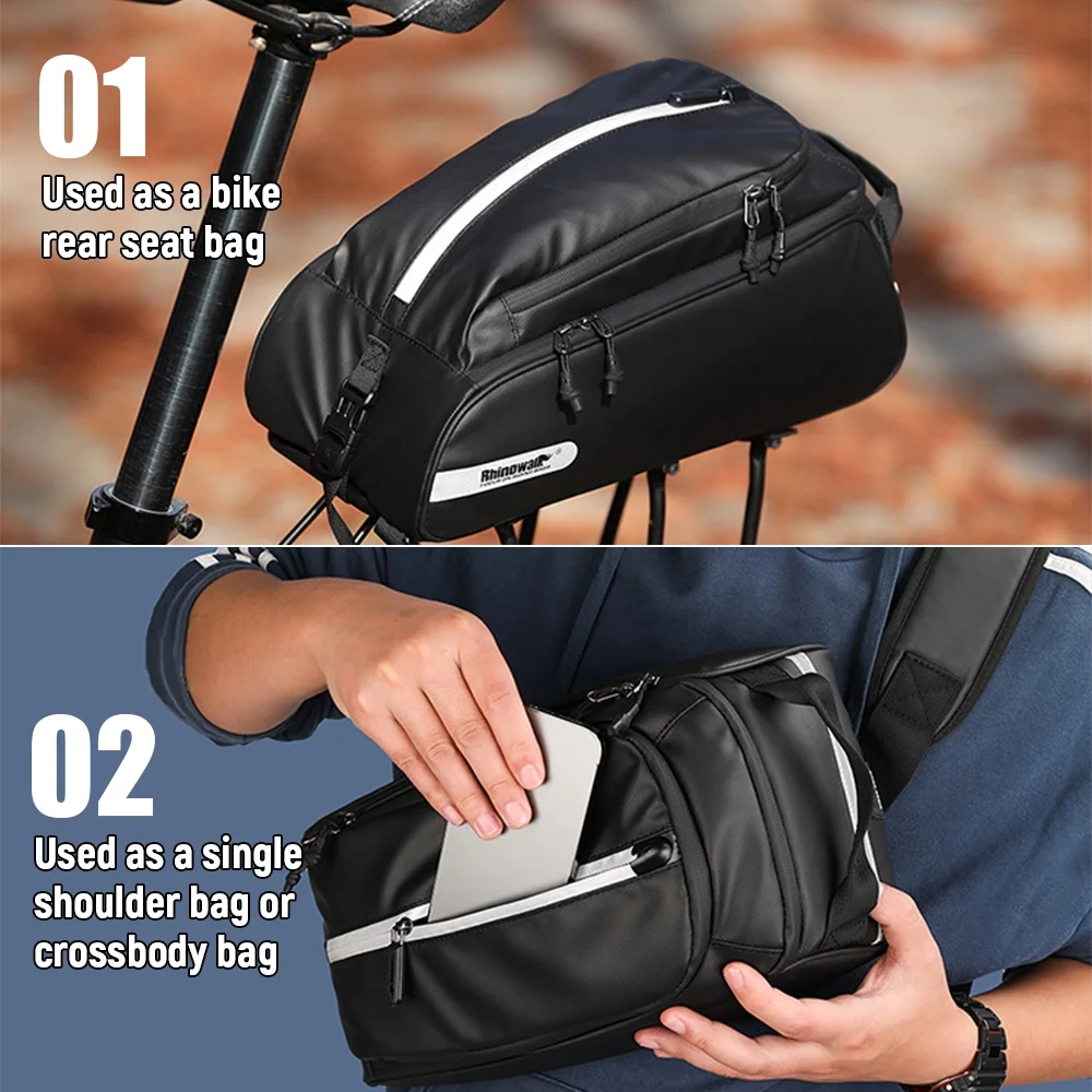 Waterproof Multifunctional Bike Rear Seat Bag - Polyester Trunk Bag with Shoulder Strap for Convenient Storage on Rear Rack