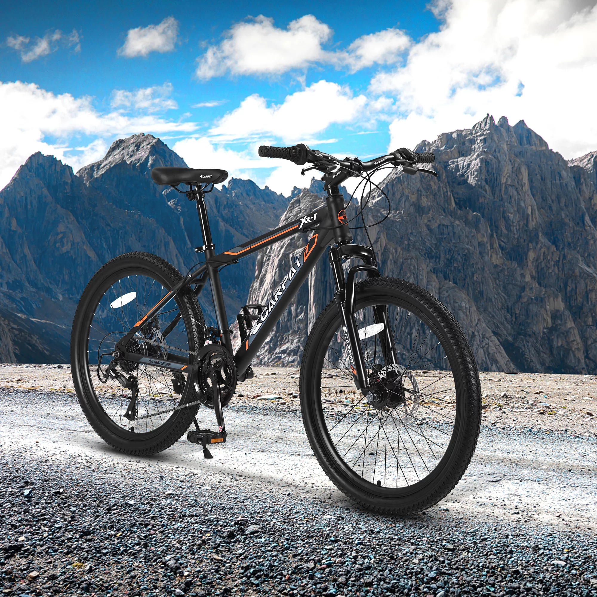 Mountain Bike, iRerts 24 Inch Mens Mountain Bike for Adults Youth, Shimano 21 Speed Mens Bicycle MTB with Dual Disc Brakes and Front Suspension, Adult Bicycles for Boys Girls Men Women, Orange