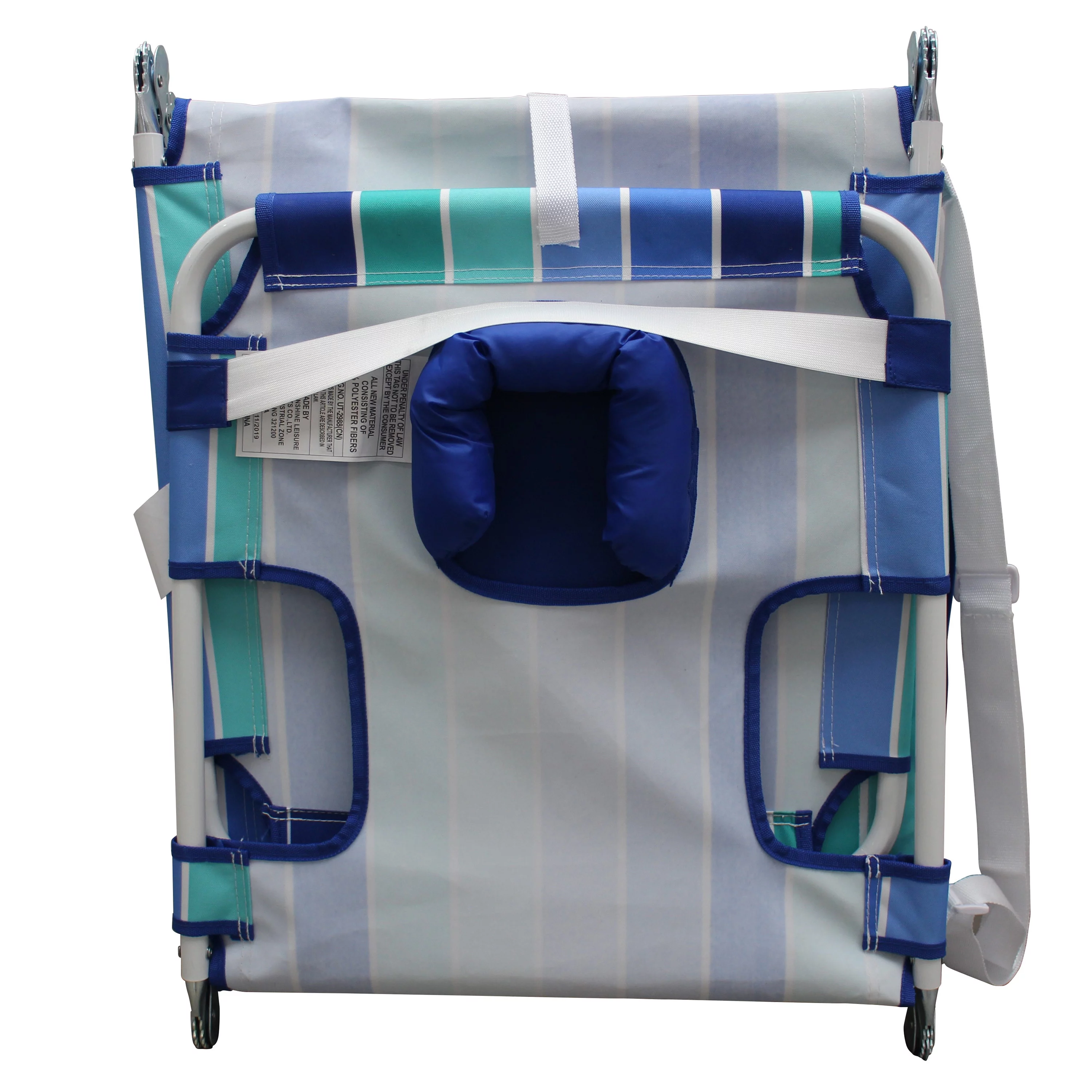 2-Pack Mainstays Folding Backpack Face-Down Beach Lounger, Blue & Green Stripe