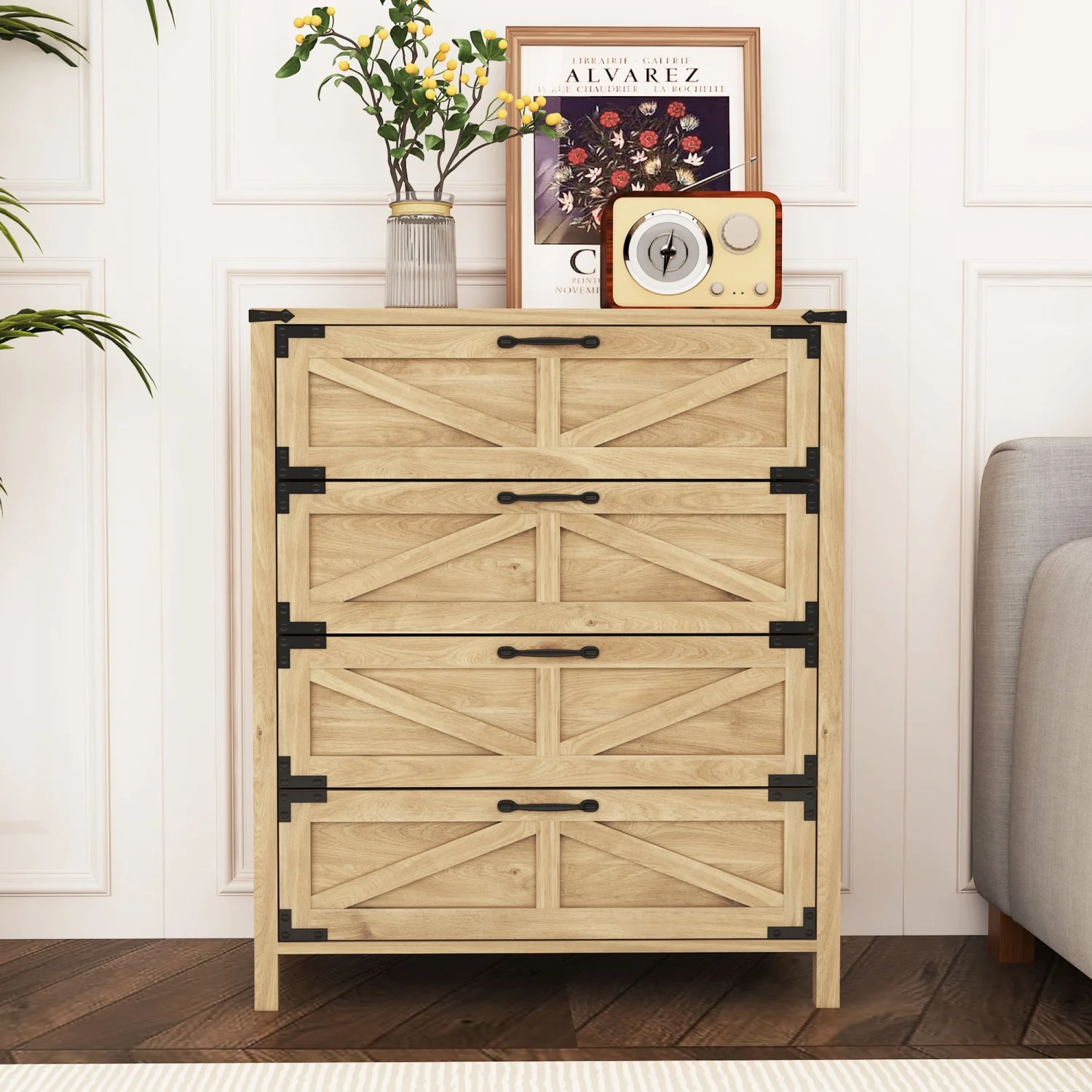 YLtoohoom 6 Drawers Dresser for Bedroom  Farmhouse Barn Chest of Drawers  Modern  Organizer Dresser for Bedroom  Hallway  Living Room (Natural)