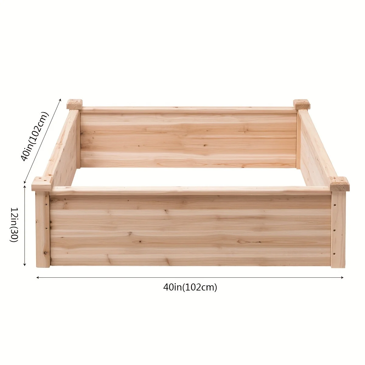 1pc Wooden Raised Garden Bed Kit, Outdoor Square Planter For Vegetables And Flowers, Natural Wood, Durable, 40x40x12 Inches