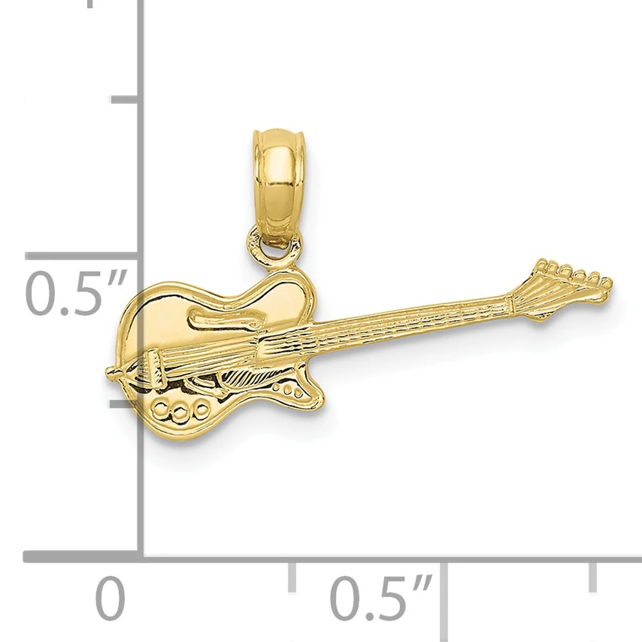Carat in Karats 10K Yellow Gold Electric Guitar Pendant Charm (9mm x 20mm) With 14K Yellow Gold Lightweight Rope Chain Necklace 20''