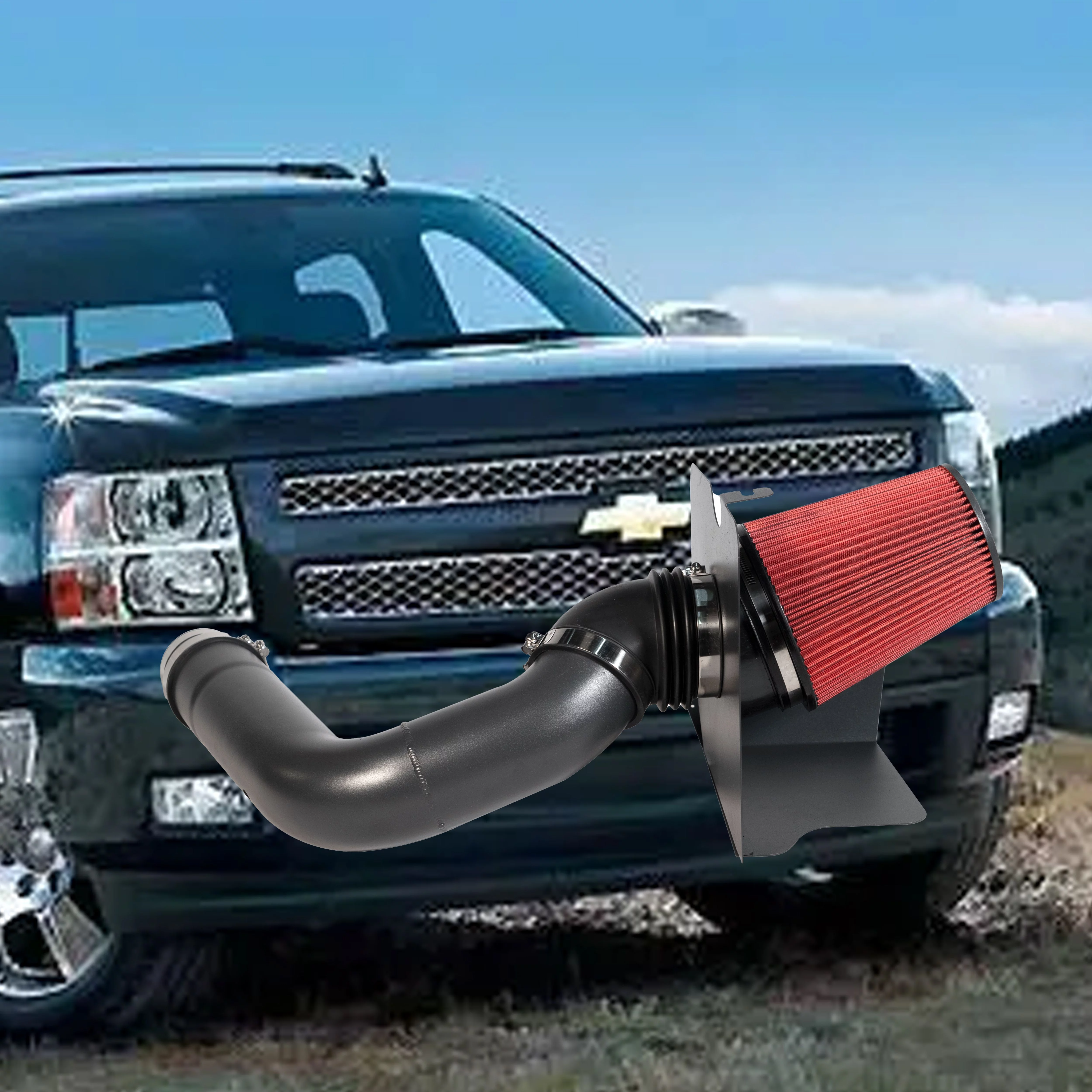 HZ RED 2004-2005 Silverado Diesel LLY 6.6L Cold Air Intake System +Heat Shield