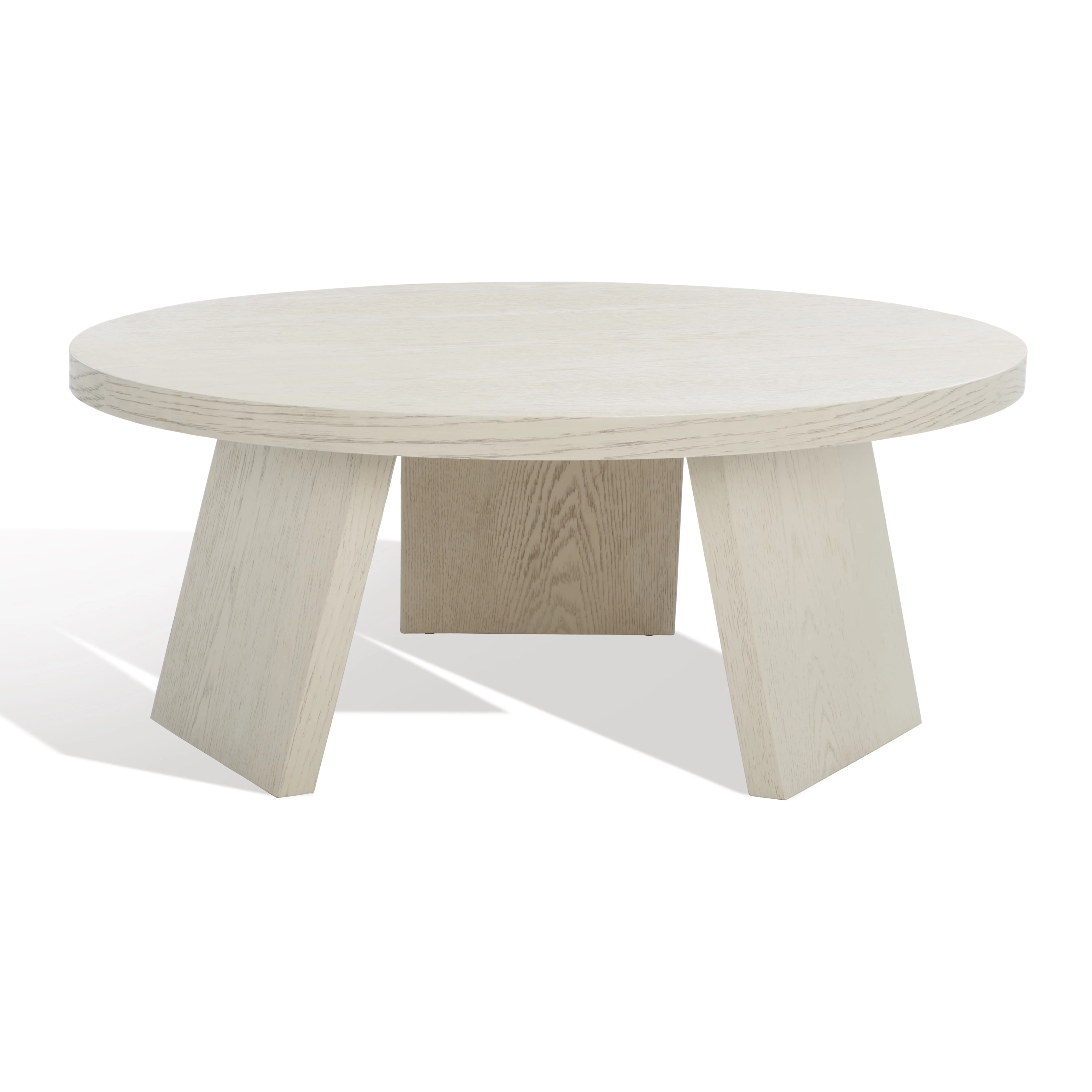 SAFAVIEH Couture Julianna Rustic Round Wood Coffee Table, White Wash