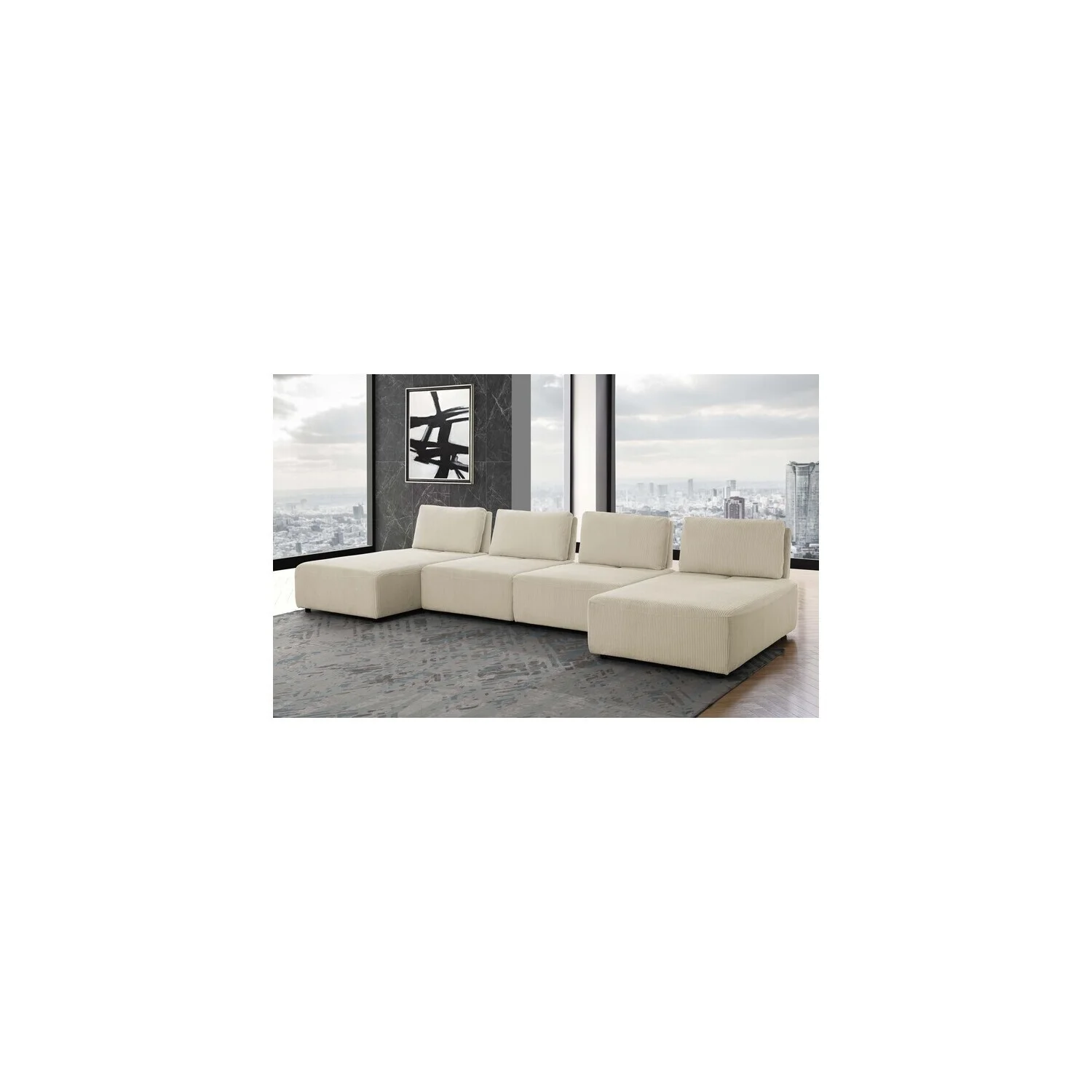 HomeStock 4-Piece Upholstered Sectional