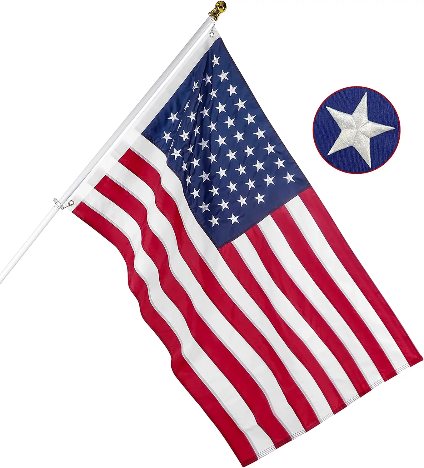 American Flag 4 x 6 ft, Made for High Wind, Heavy Duty US Flags for Outside, Durable Nylon USA Flag with Luxury Embroidered Stars Sewn Stripes Brass Grommet