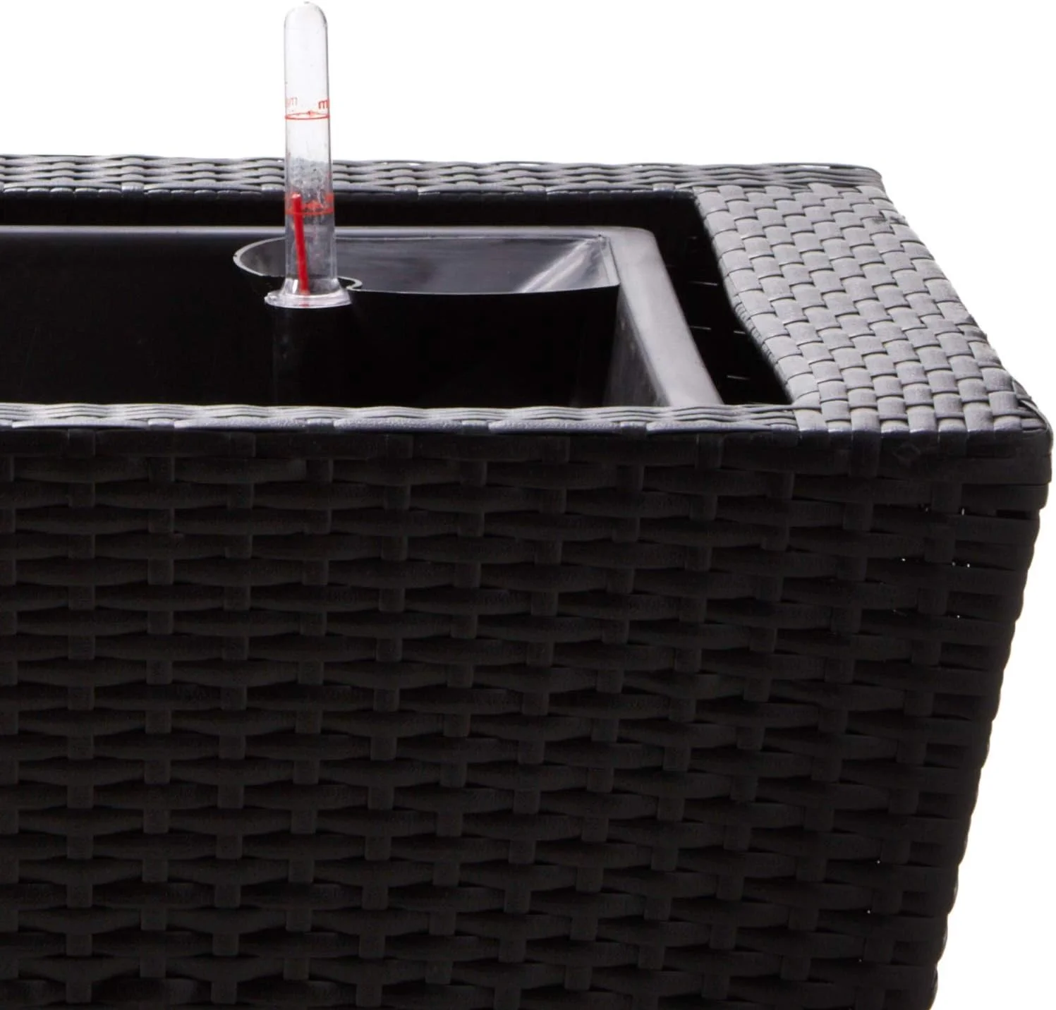 78379 22-Inch Square Resin Wicker Planter, Black