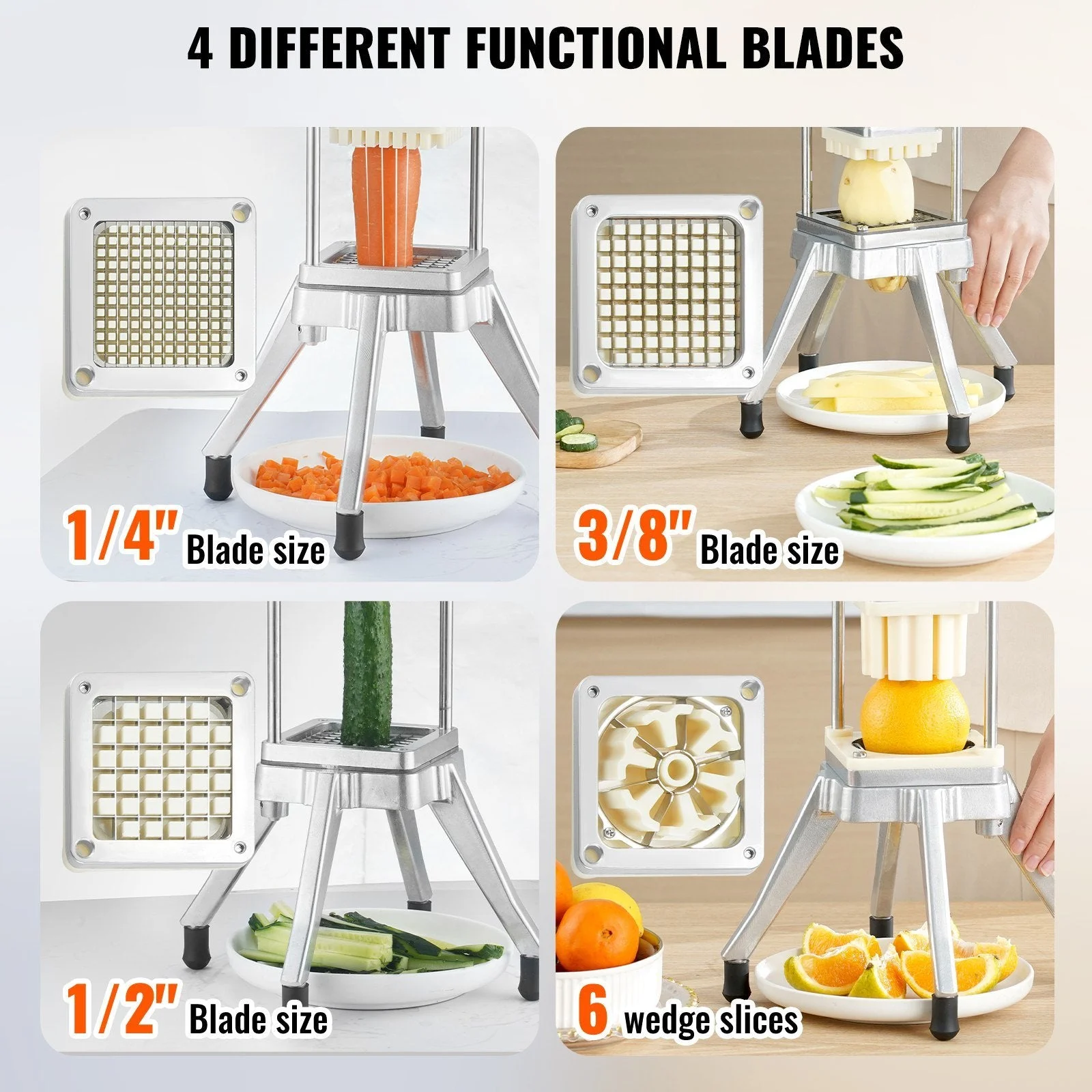 Commercial Vegetable Chopper with 4 Blades Fruit Dicer Cutter