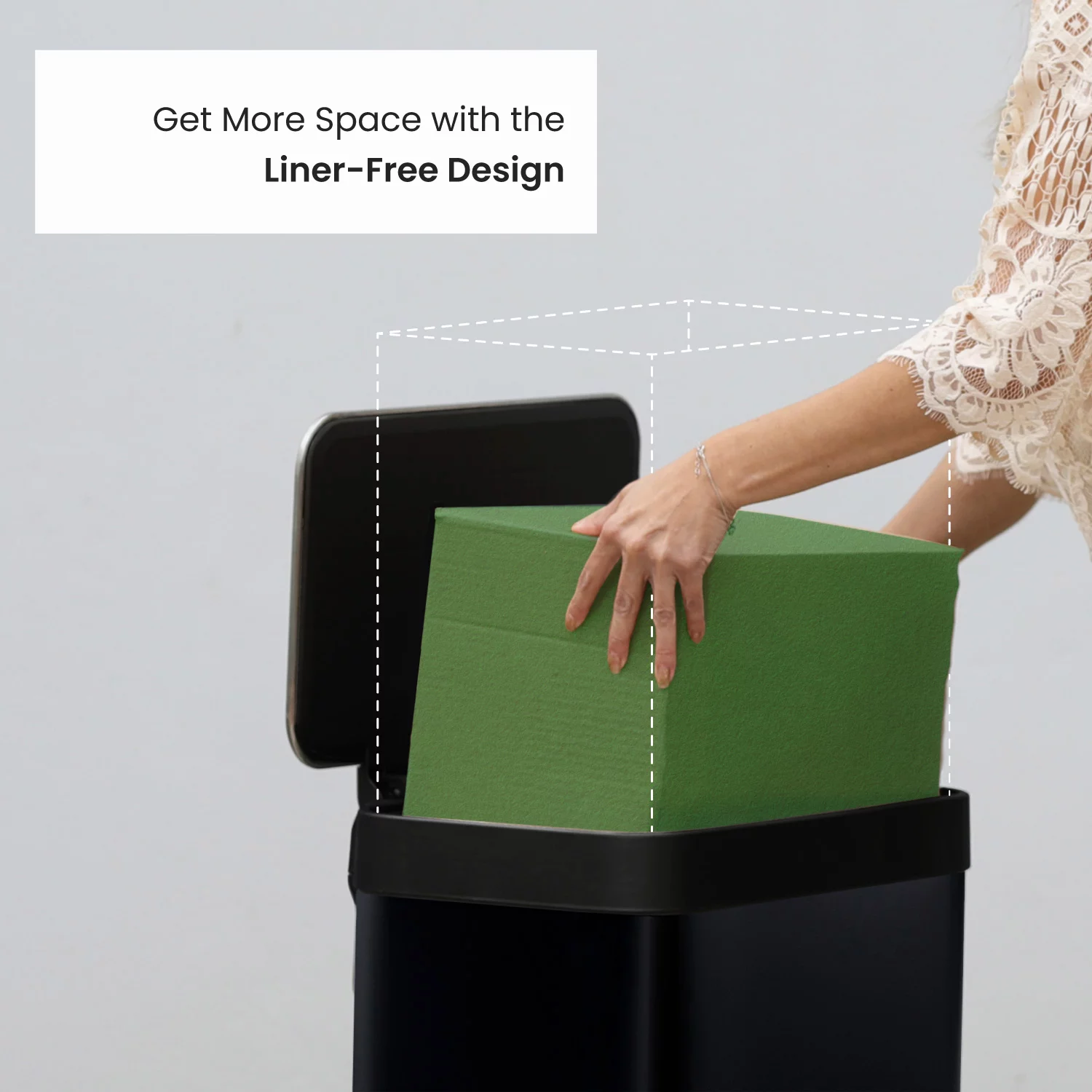 Home Zone Living 13 gal/50 Liter Kitchen Garbage Can Stainless Steel, Black