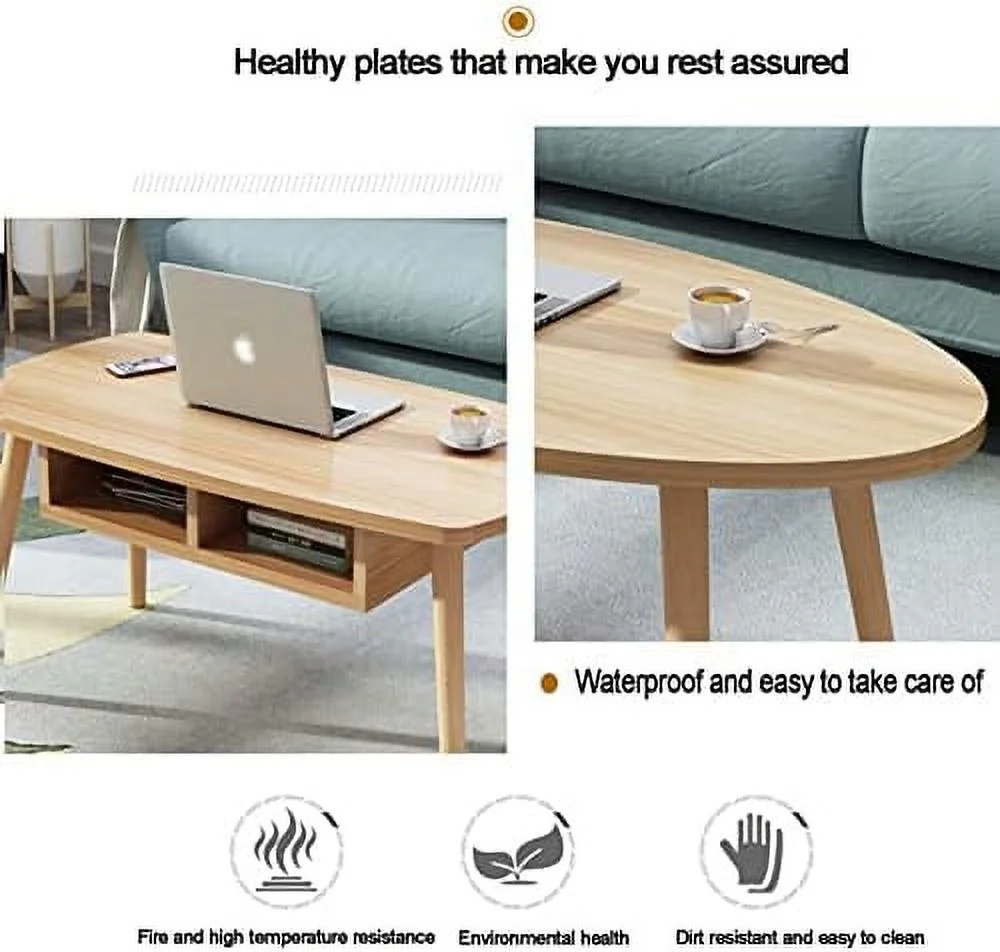 CGFHYP End Table  Sofa Table Oval Coffee Table Modern Coffee Tablesimple Industrial Modern Center Table Blue 2