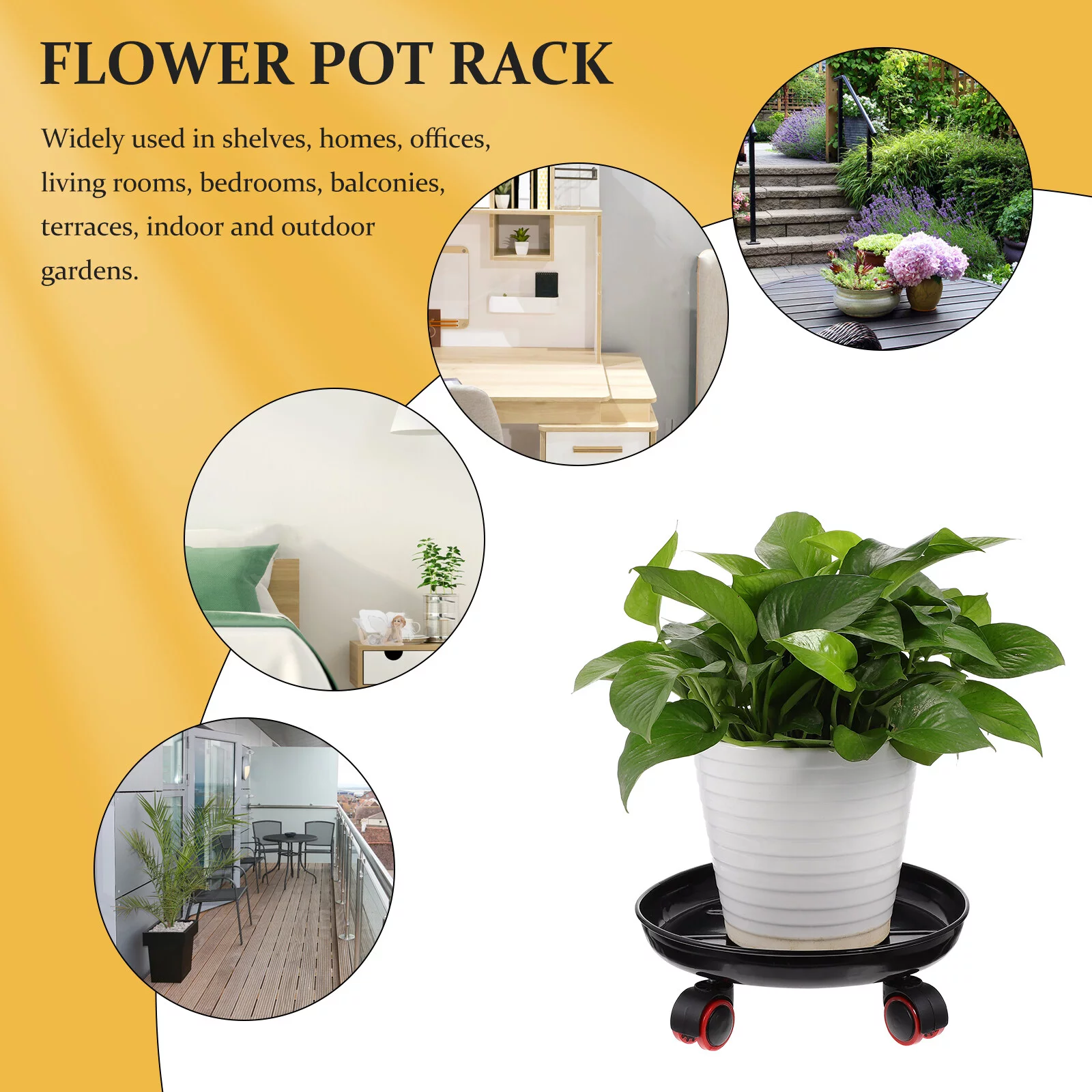 Guichaokj Pulley Flower Pot Holder Planter Base Flower Pot Mover Plant Stand with Wheels