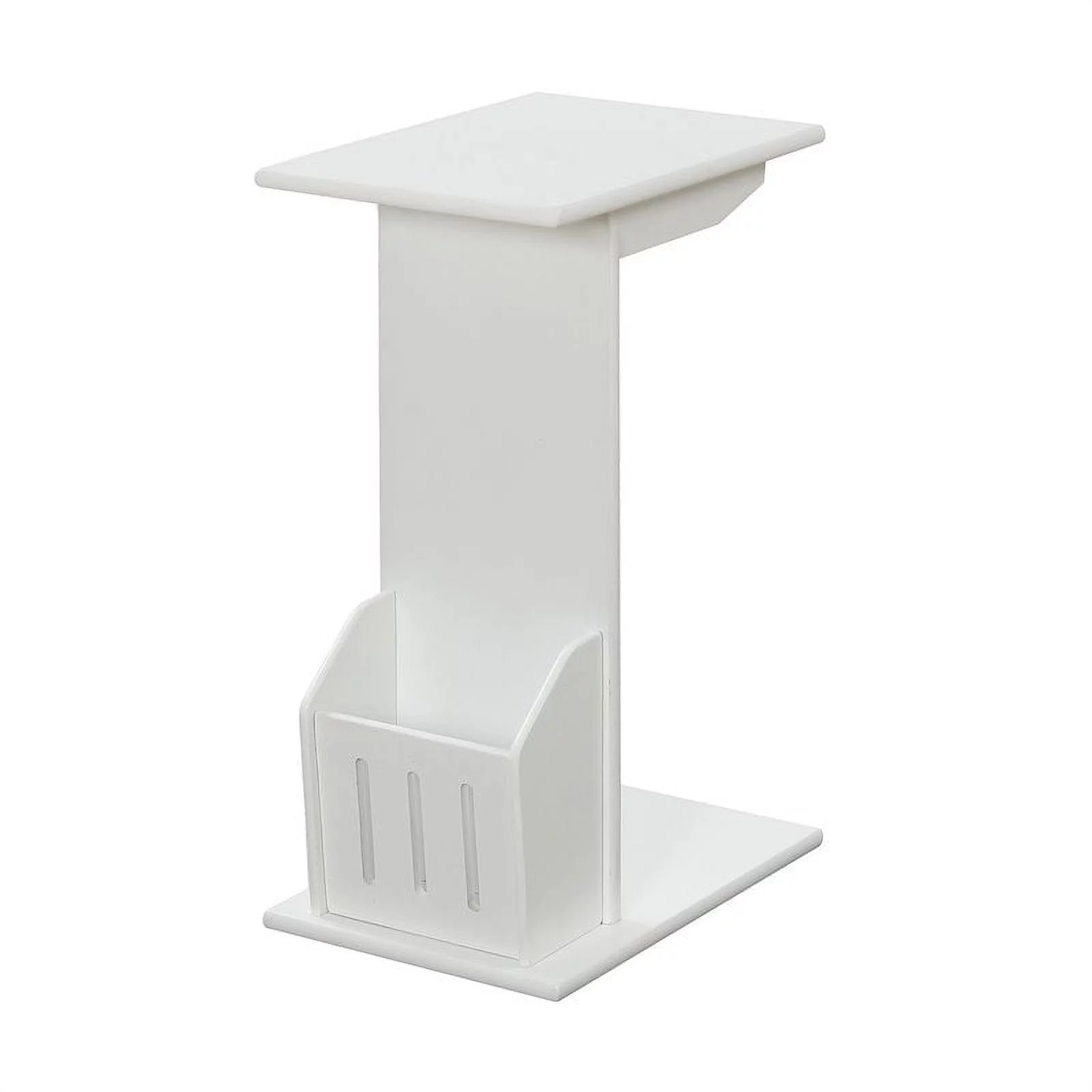 Pemberly Row C-Shape Modern Wood Magazine End Table in White