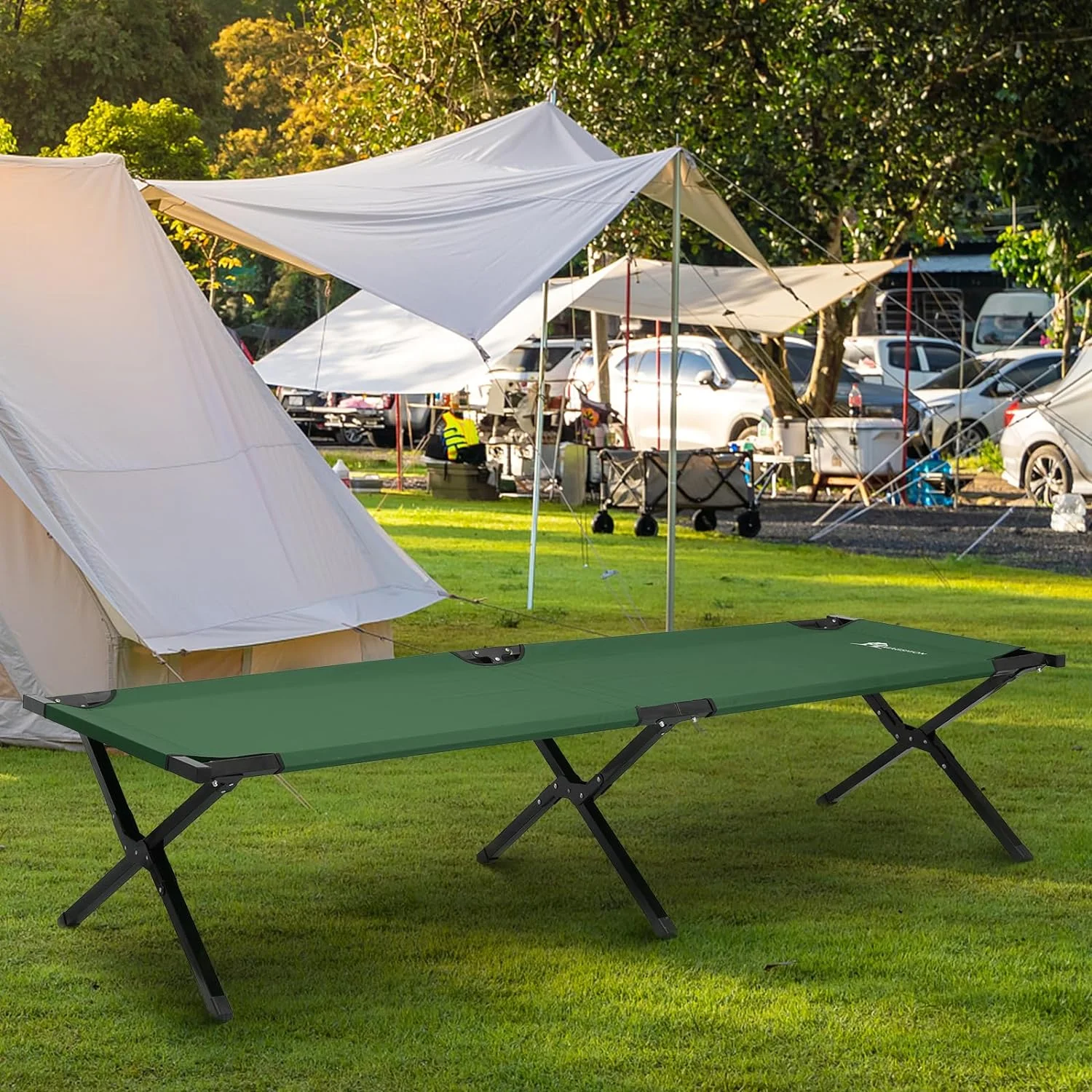 Portable Folding Camping For Adults, Hiking Bed & Cot With Bag, Load Up To 330 Lbs, Green