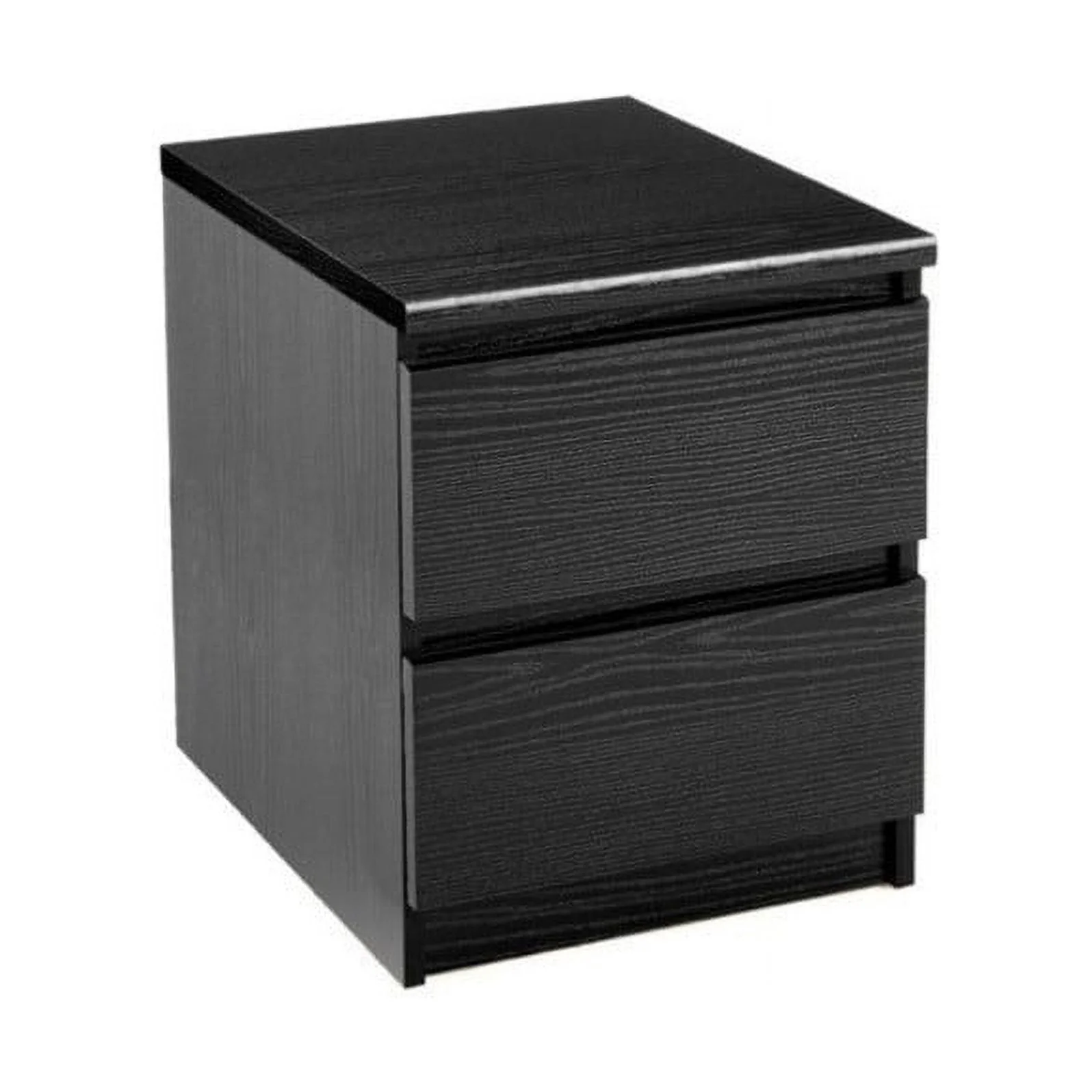 (Set of 2) 2 Drawer Nightstand in Brown and Black Woodgrain
