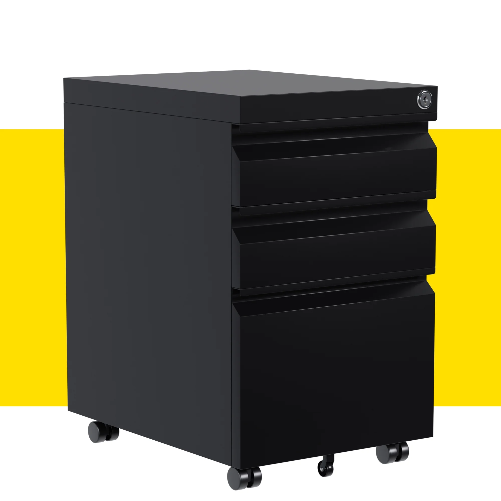 Leariso 3 Drawers Metal Mobile Filing Cabinet for letter, legal, and A4 size hanging files,Black