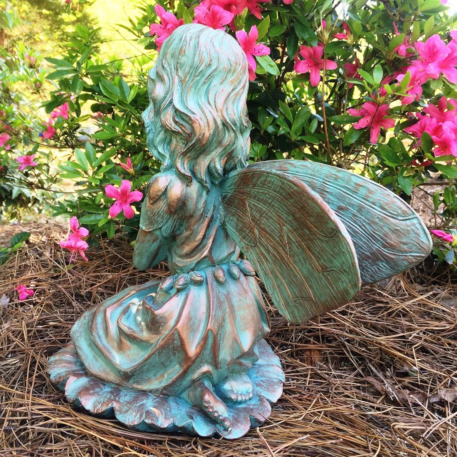 Suffolk Fairy Gabriela Bronze Patina Garden Flower Nature Statue Figurine