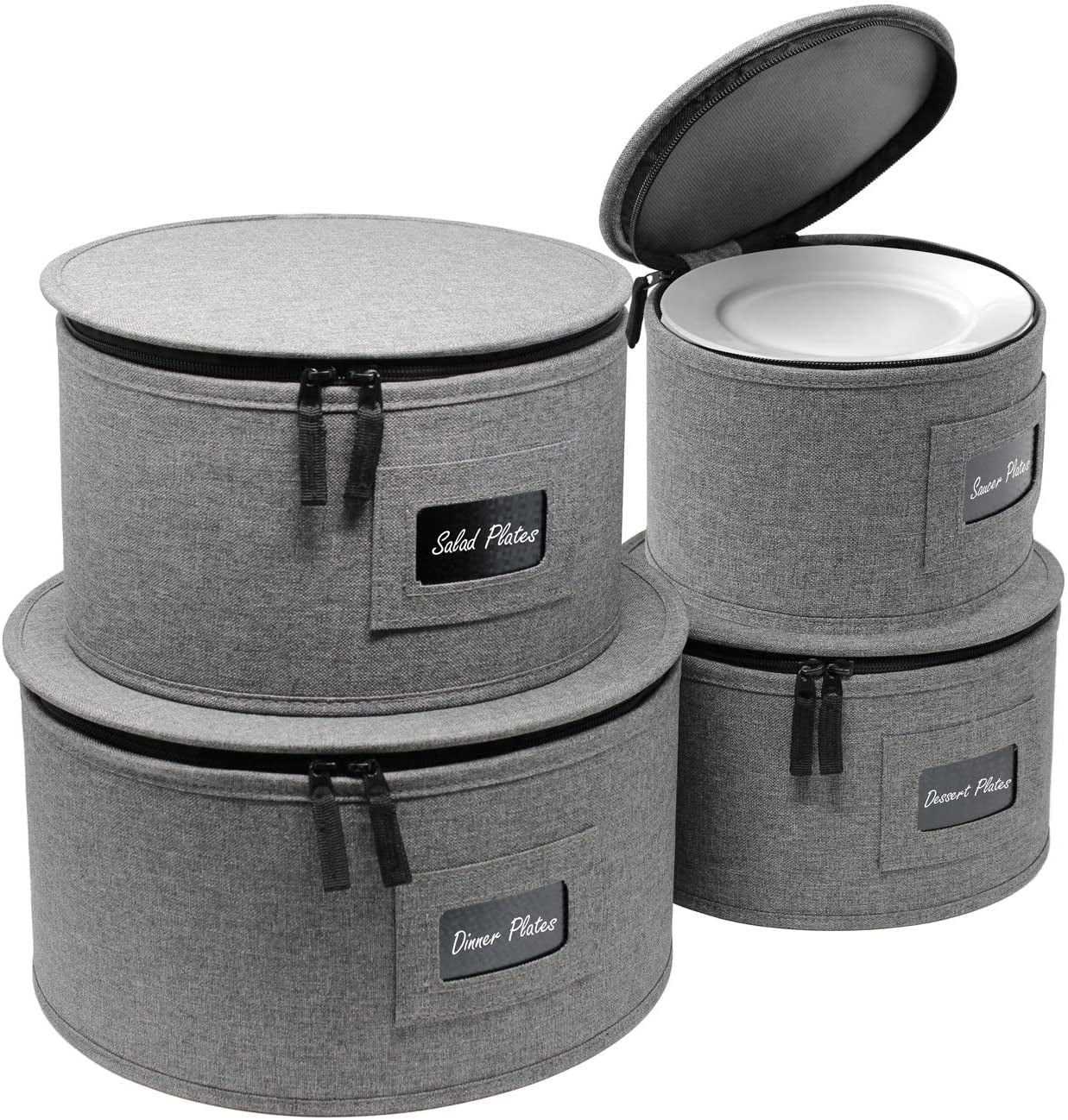Sorbus Hard Shell China Storage Set - 4 Pieces. Stackable for Dishes, Mugs, Cups with Felt Protectors