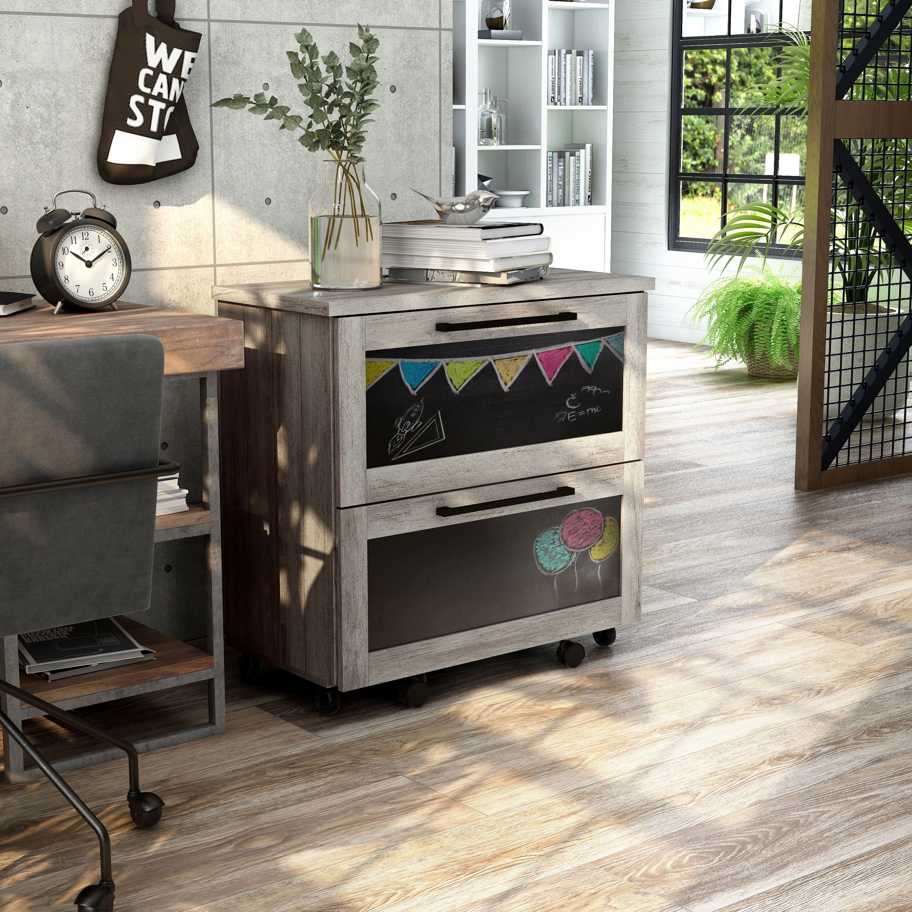 Denhour DH BASIC Rustic Grey 2-Drawer File Cabinet by