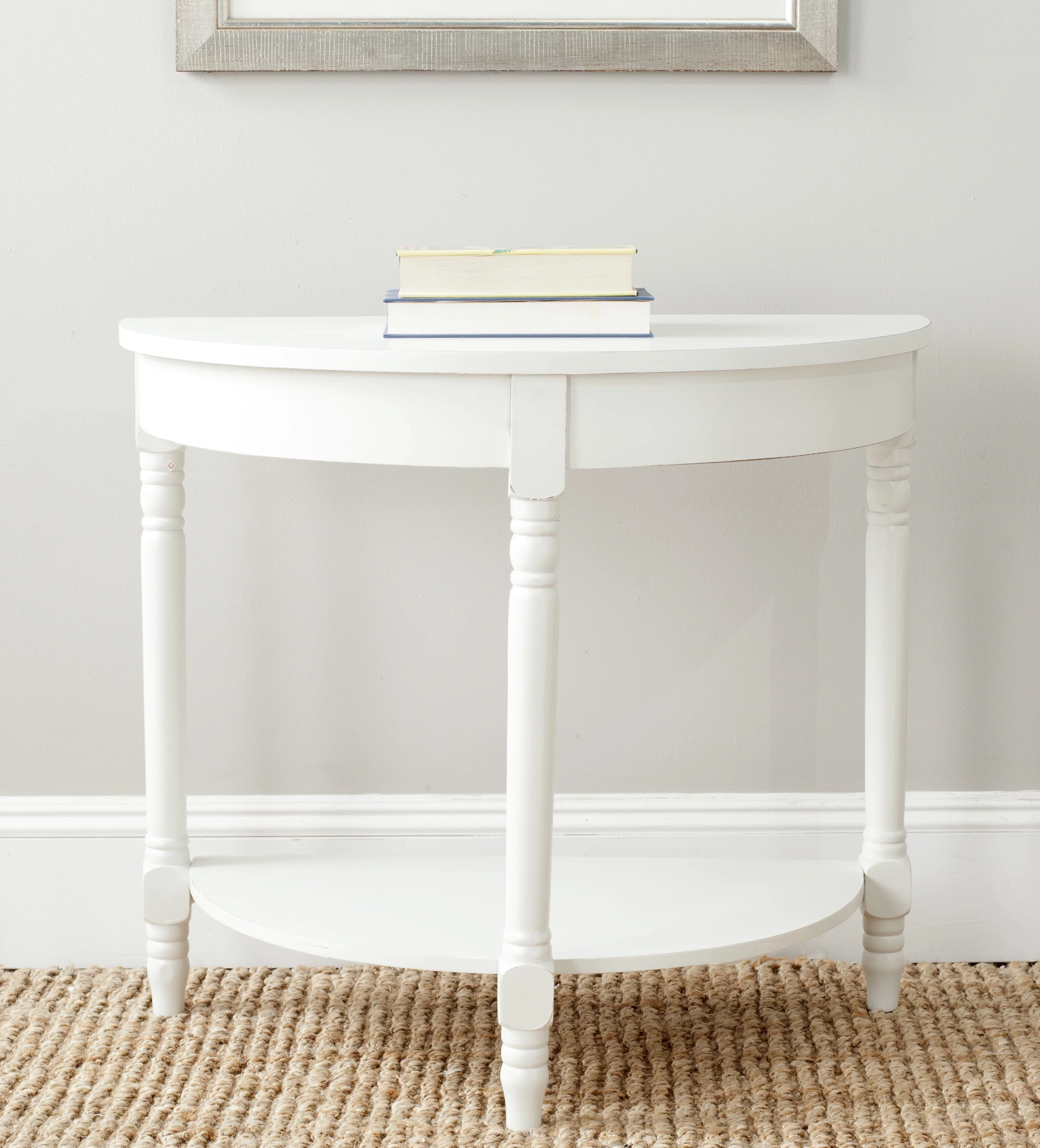 SAFAVIEH Randell Nautical Rustic Demilune Console, Shady White