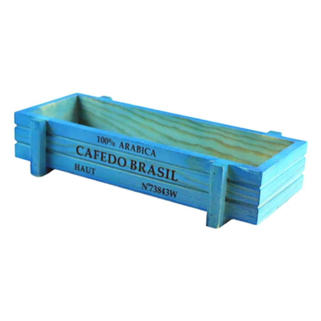 Pot, Plant Container Box Indoor/Outdoor Wooden Flower Succulent Planter and garden Rectangle blue