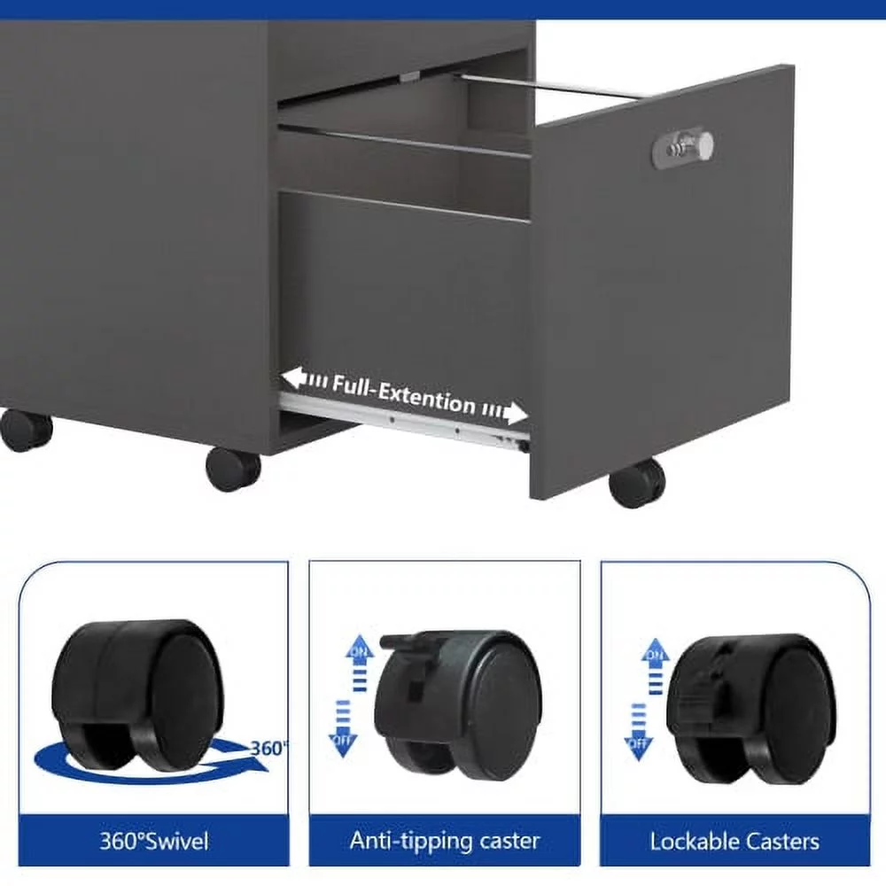 JHOOTUUO The filing cabinet has five drawers   small rolling filing cabinet   printer rack  an office locker  and an office pulley movable filing cabinet white Gray