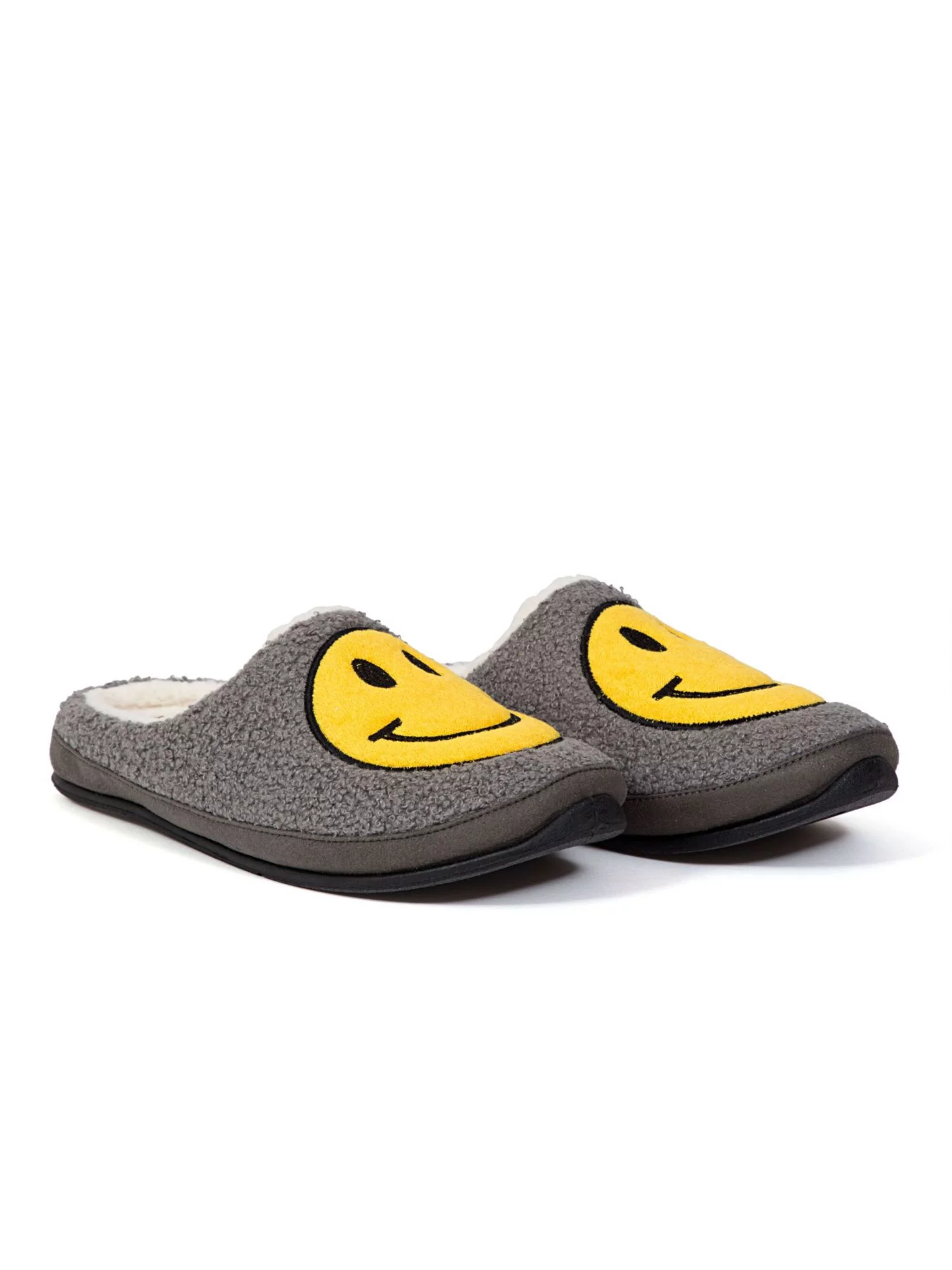 DEER STAGS SLIPPEROOZ Mens Gray Smiley Face Cushioned Round Toe Slip On Slippers Shoes 9 M
