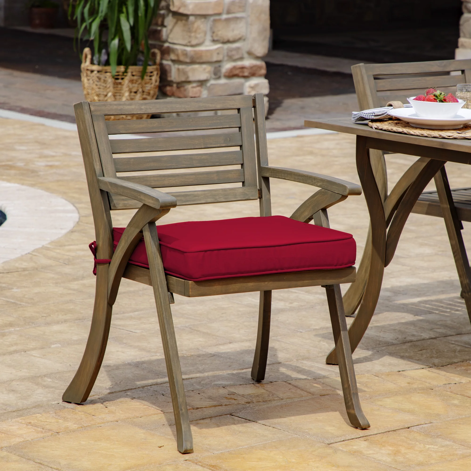 Arden Selections ProFoam EverTru Acrylic 20 x 20 x 3.5 Inch Outdoor Dining Chair Cushion, Red