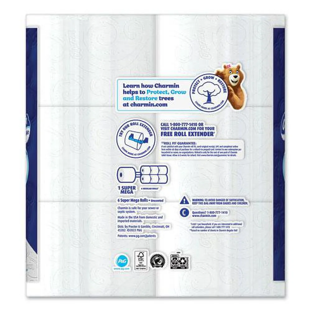 Charmin Ultra Soft Super Mega Toilet Paper 2-Ply White 366 Sheets/Roll 6 Rolls/Pack 3 Packs/Carton