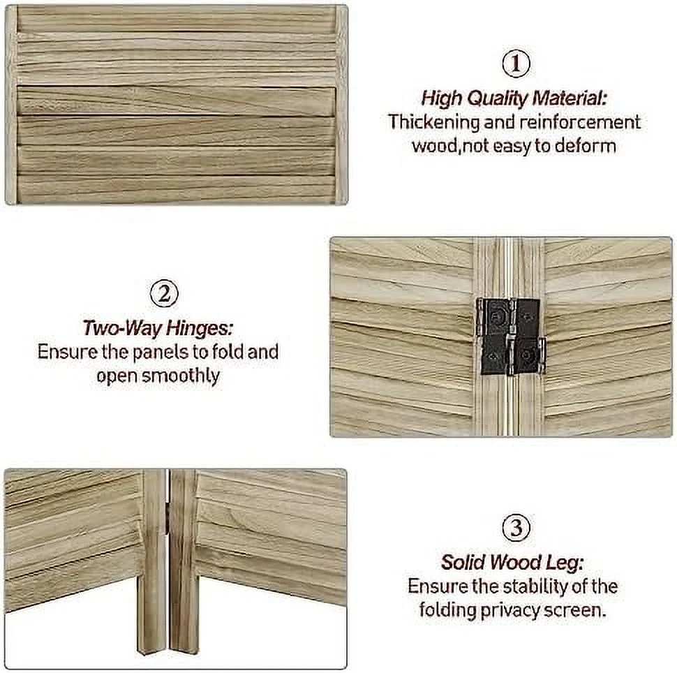 CGFHYP 6 Panel Room Dividers  5.6Ft Wood Room Divider and Partition Room Divider Folding Privacy Screens  Double Hinged Room Dividers Wall for Bedroom Office Living Room  Grey White