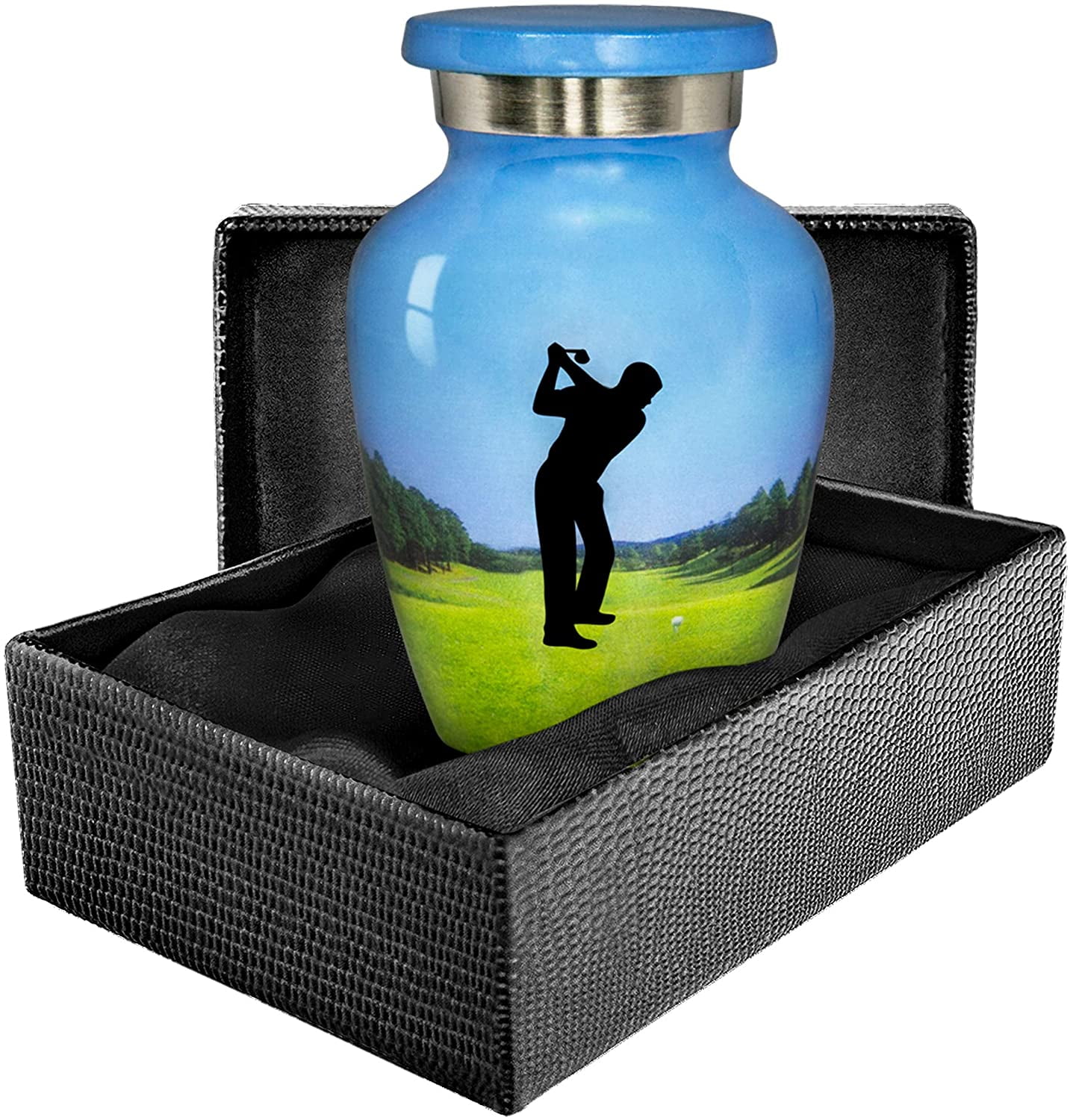 Trupoint Memorials The19th Hole Mens Golf Small Keepsake Urn - Qnty 1 - A Warm and Caring Small Golf Themed Keepsake Sharing Urn - W Case