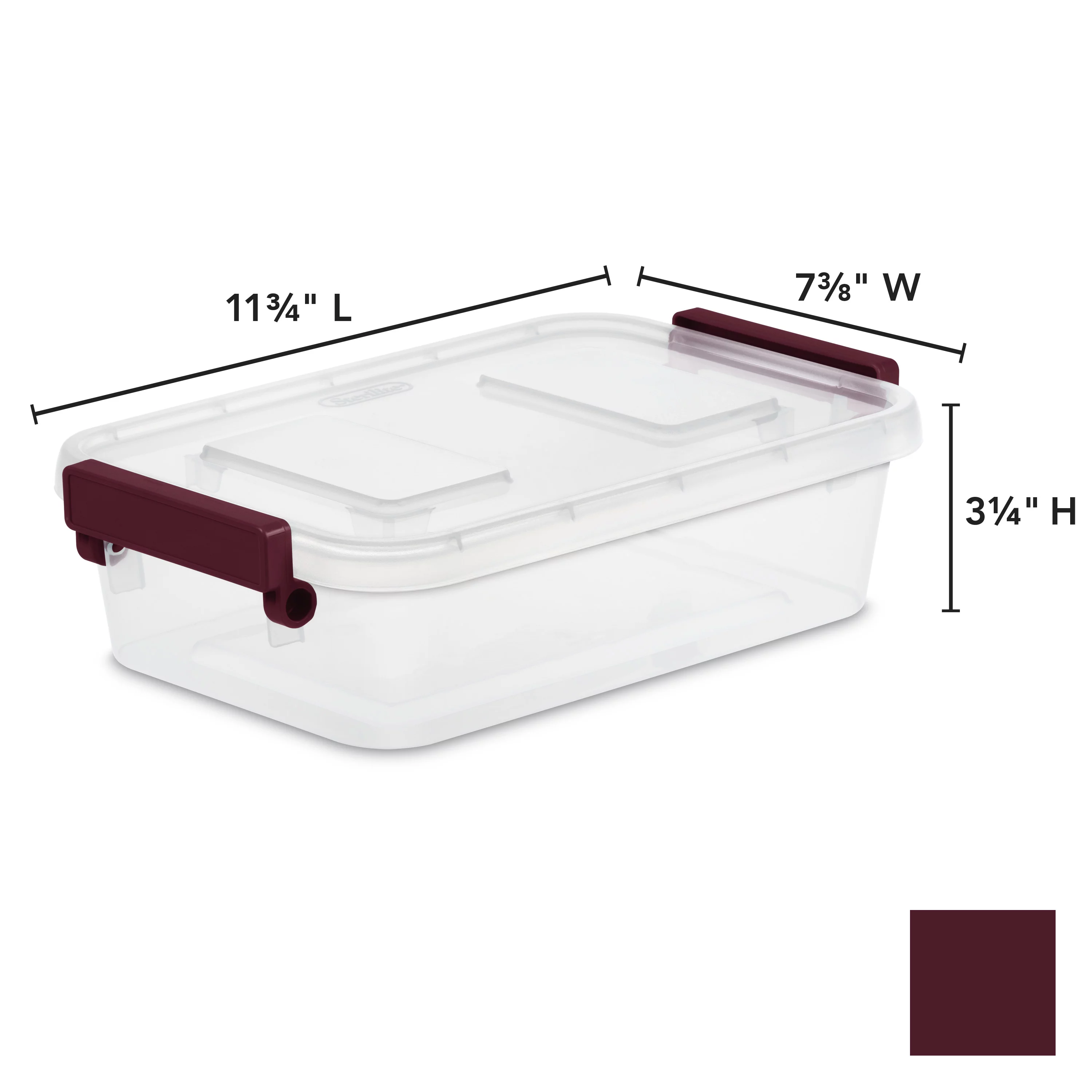 Sterilite Set of 4 Modular Latch Boxes Metropolis Burgundy Set of 4