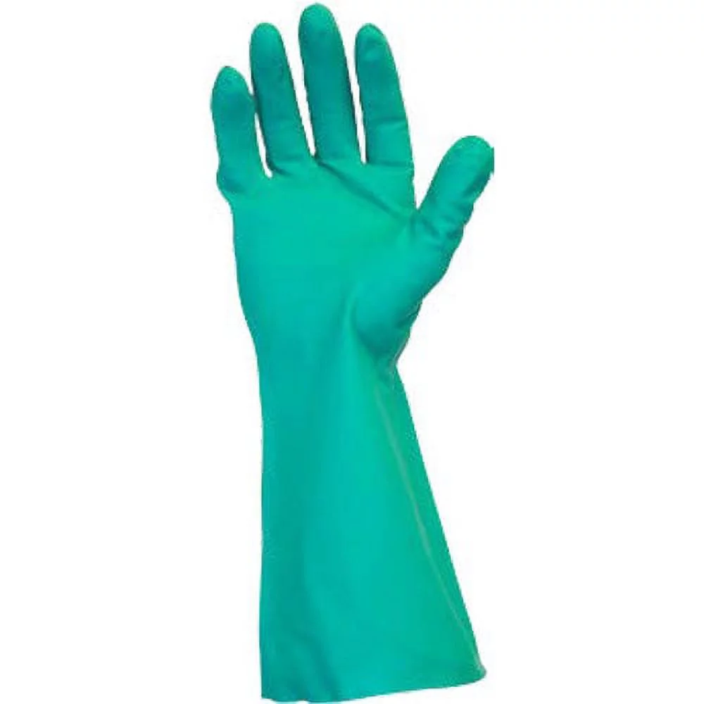Safety Zone Green Flock Lined Nitrile Gloves - Chemical Protection - Small Size - Green - Straight Cuff, Raised Diamond Grip, Flock-lined - For Dishwashing, Cleaning, Meat Proce | Bundle of 2 Dozen
