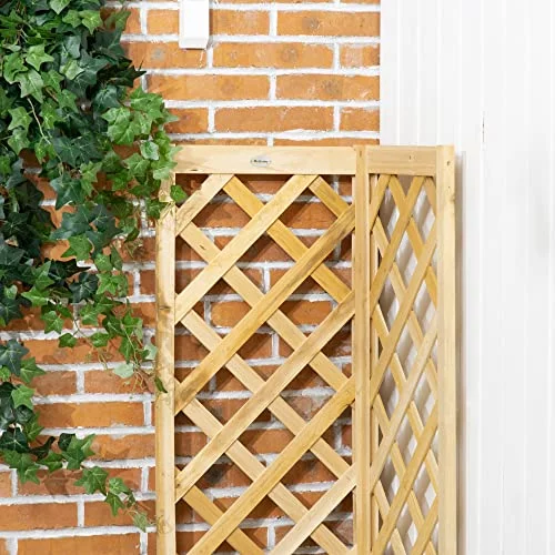 Outsunny Wooden Raised Garden Bed with Trellis, 57