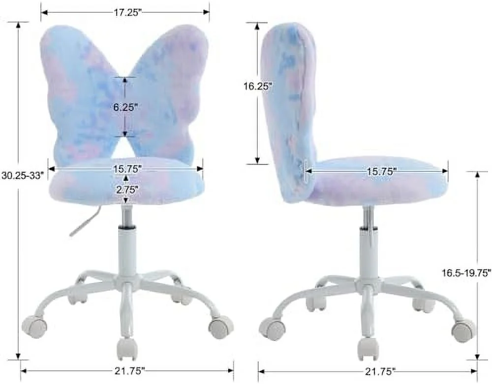 GVJMTKP Desk Chair  Furry Study Chair for Girls Comfy Adjustable Computer Children Chair with Heart Shaped Back  Cute Rolling Swivel Student Task Chair for Reading/Bedroom/Study  Dreamy B