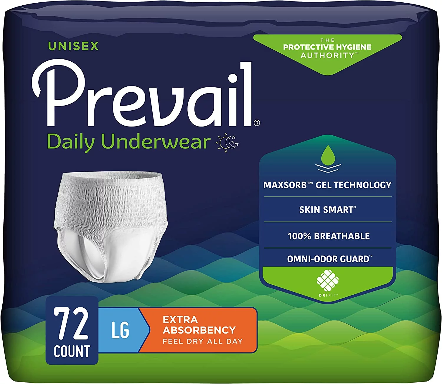 Prevail Daily Protective Underwear - Unisex Adult Incontinence Underwear - Disposable Adult Diaper for Men & Women - Maximum Absorbency - Medium - 80 Count (4 packs of 20)