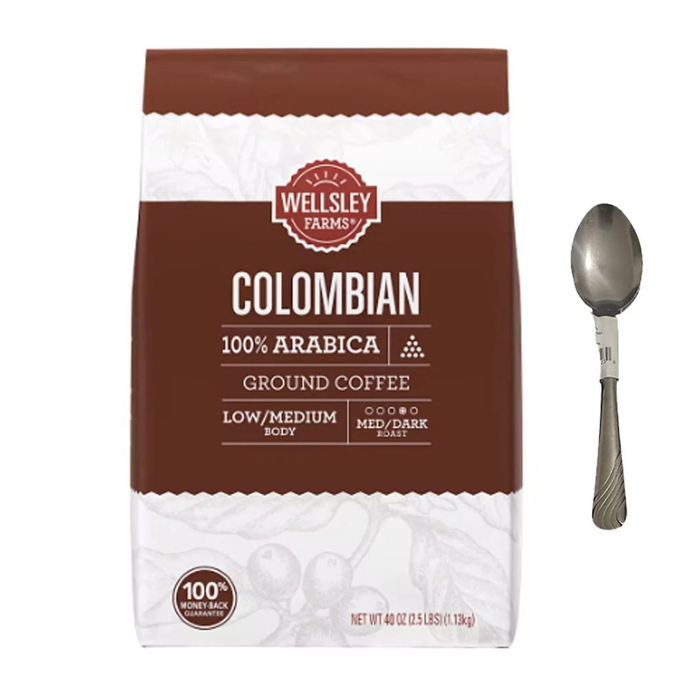 Wellsley Farms Colombian Ground Coffee, 40 oz. With Trademark Spoon