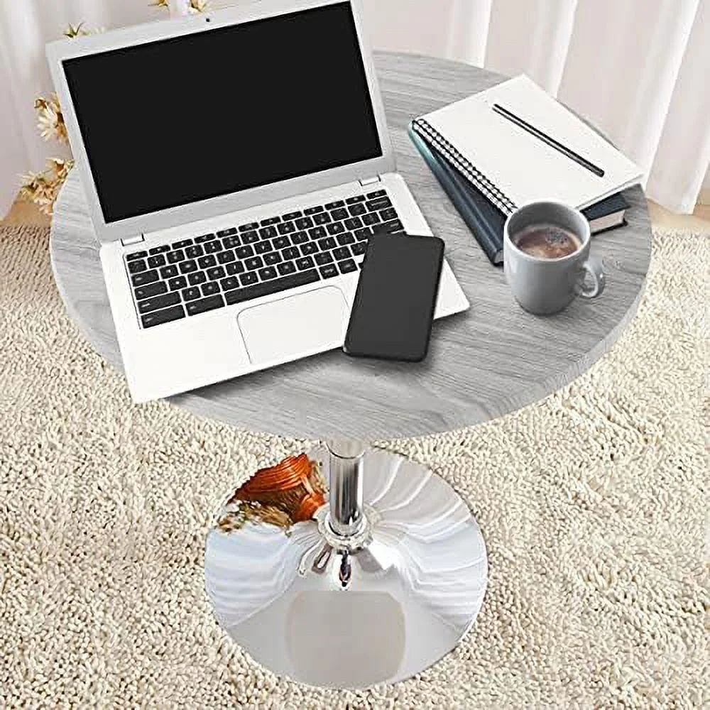 Height Adjustable Round Pub Table Counter Bar Height MDF Top Table 360° Swivel Bar Tables Tall Cocktail Tables Bistro Table, Grey