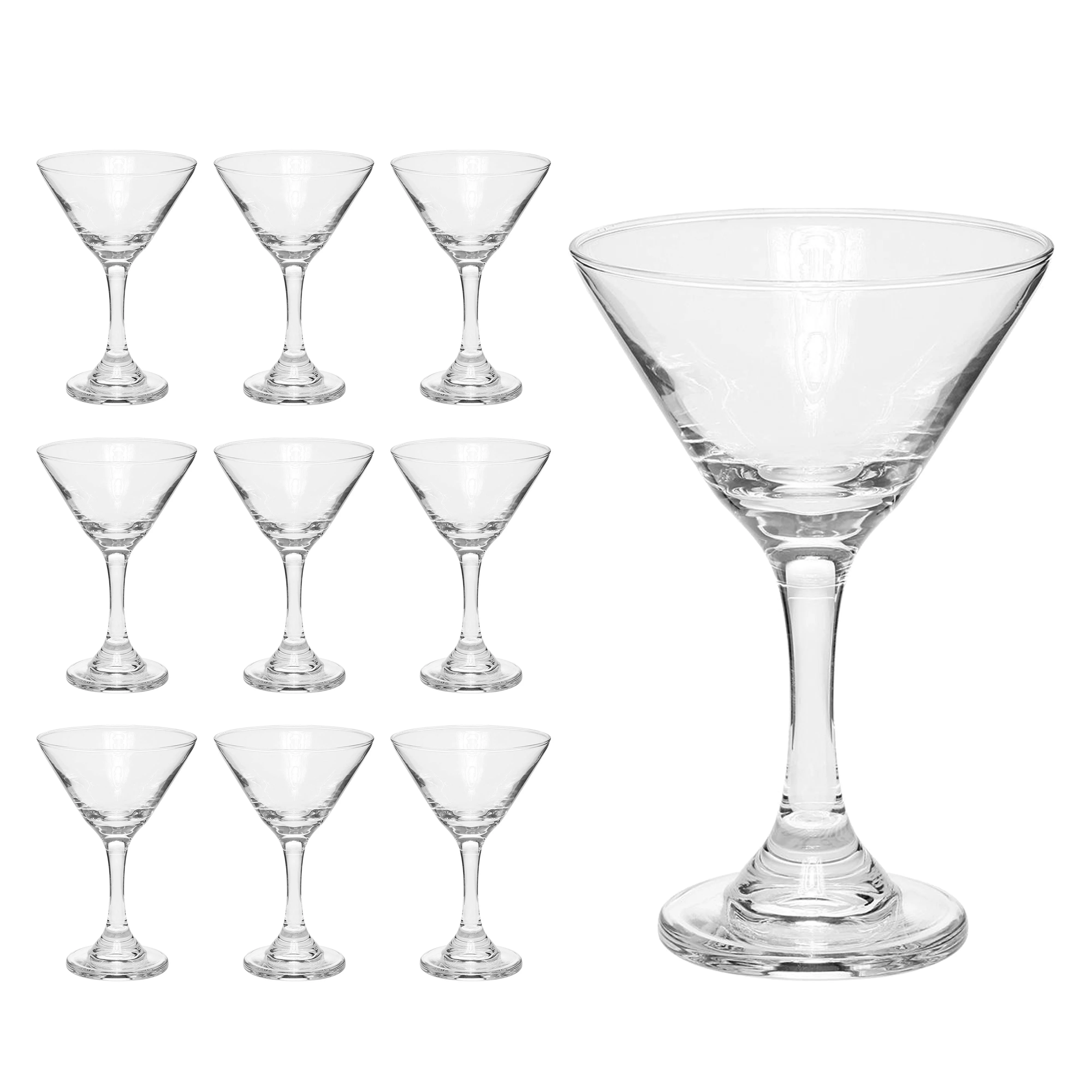 Classic Martini Glasses 9.25 oz. Set of 10, Bulk Pack - Great for Cocktails, Wedding Favors, Party Favors, Events - Clear