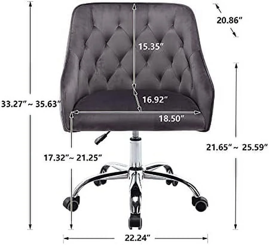 ZFGSUIJN Velvet Home Office Desk Chair ° Swivel Accent Chair Comfy Upholstered Vanity Chair Ergonomic Task Chair with Seat Height Adjustable Armchair and Metal Base  Roller Wheels Comput